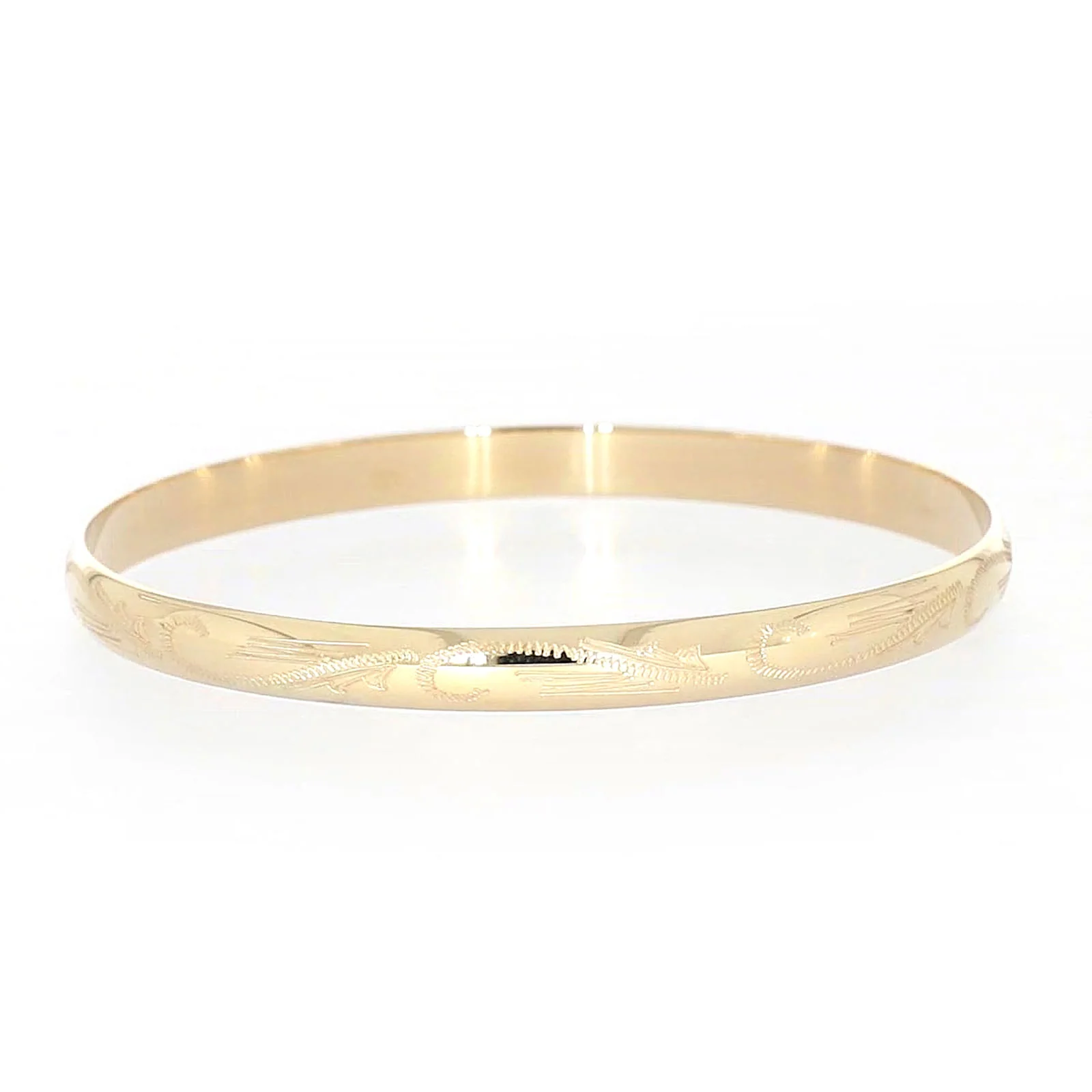 9ct Yellow Gold 65x5mm Solid Engraved Bangle - Image 71