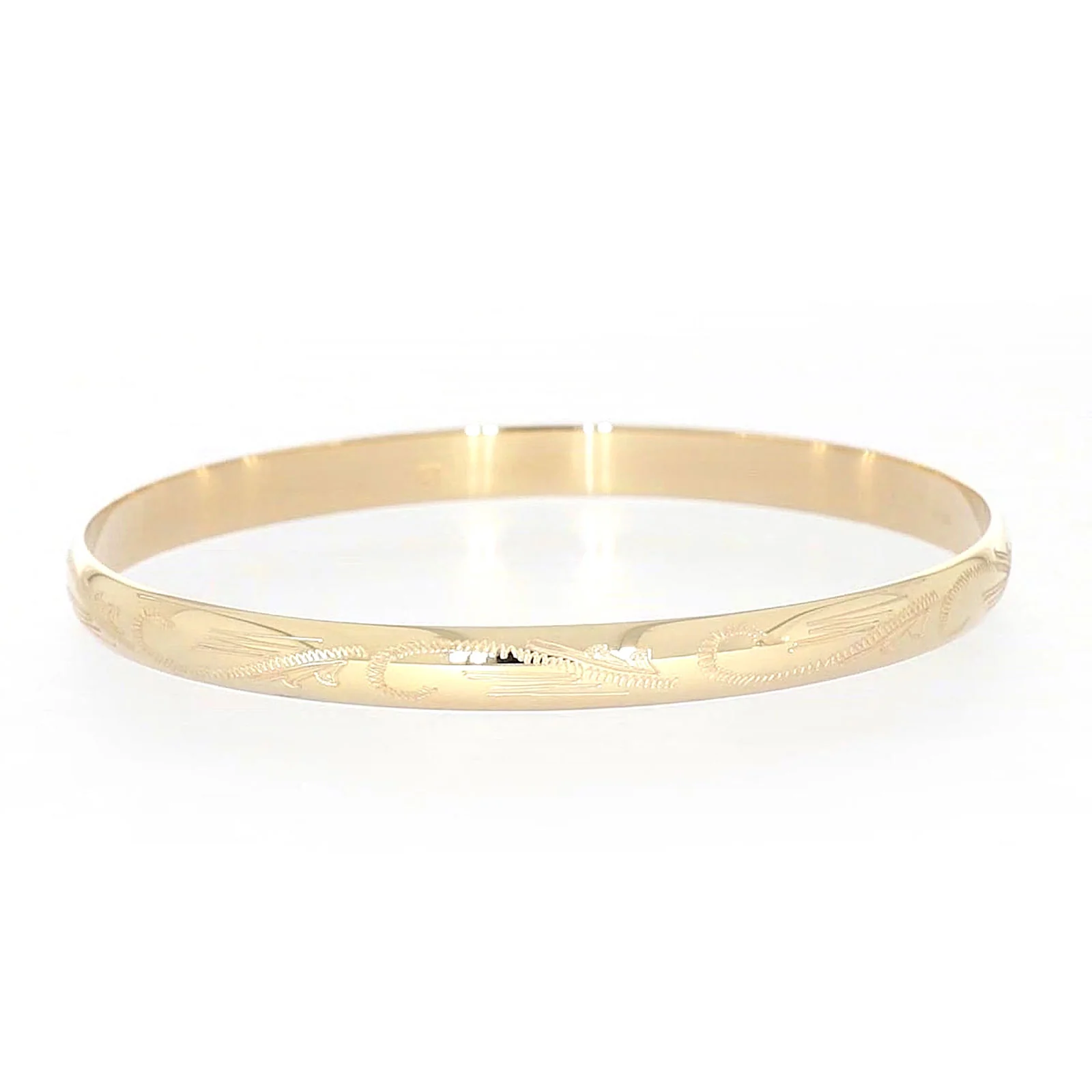 9ct Yellow Gold 65x5mm Solid Engraved Bangle - Image 72