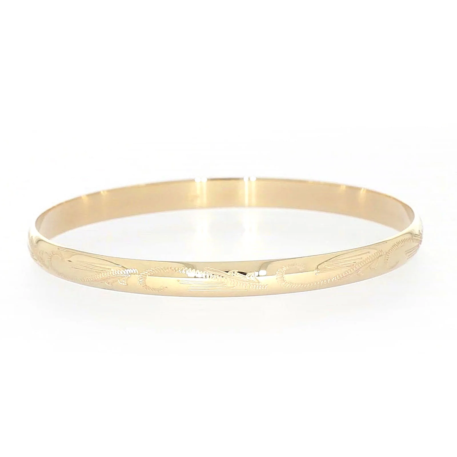 9ct Yellow Gold 65x5mm Solid Engraved Bangle - Image 73