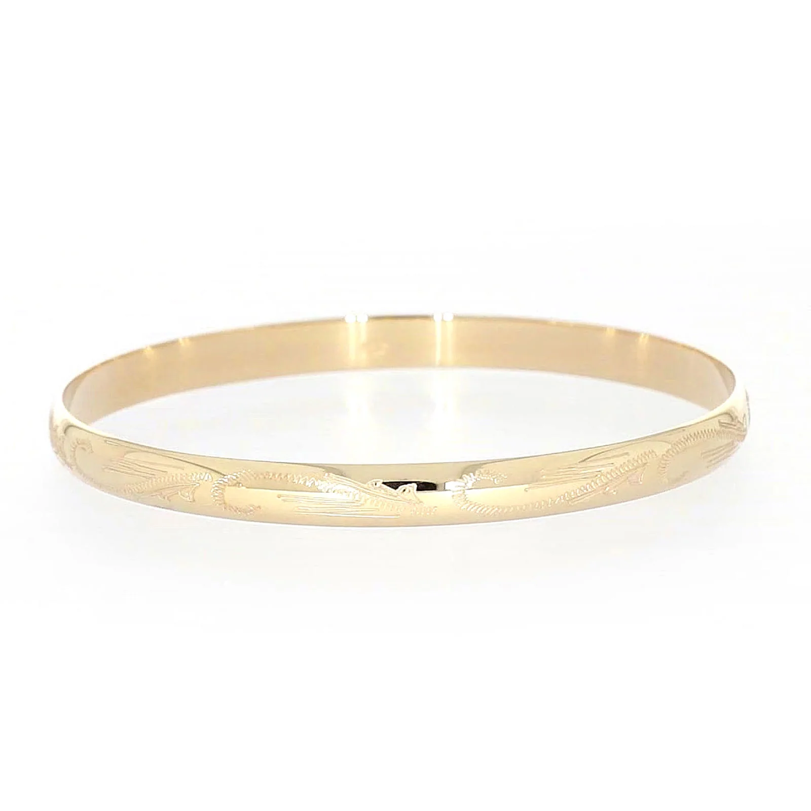 9ct Yellow Gold 65x5mm Solid Engraved Bangle - Image 74
