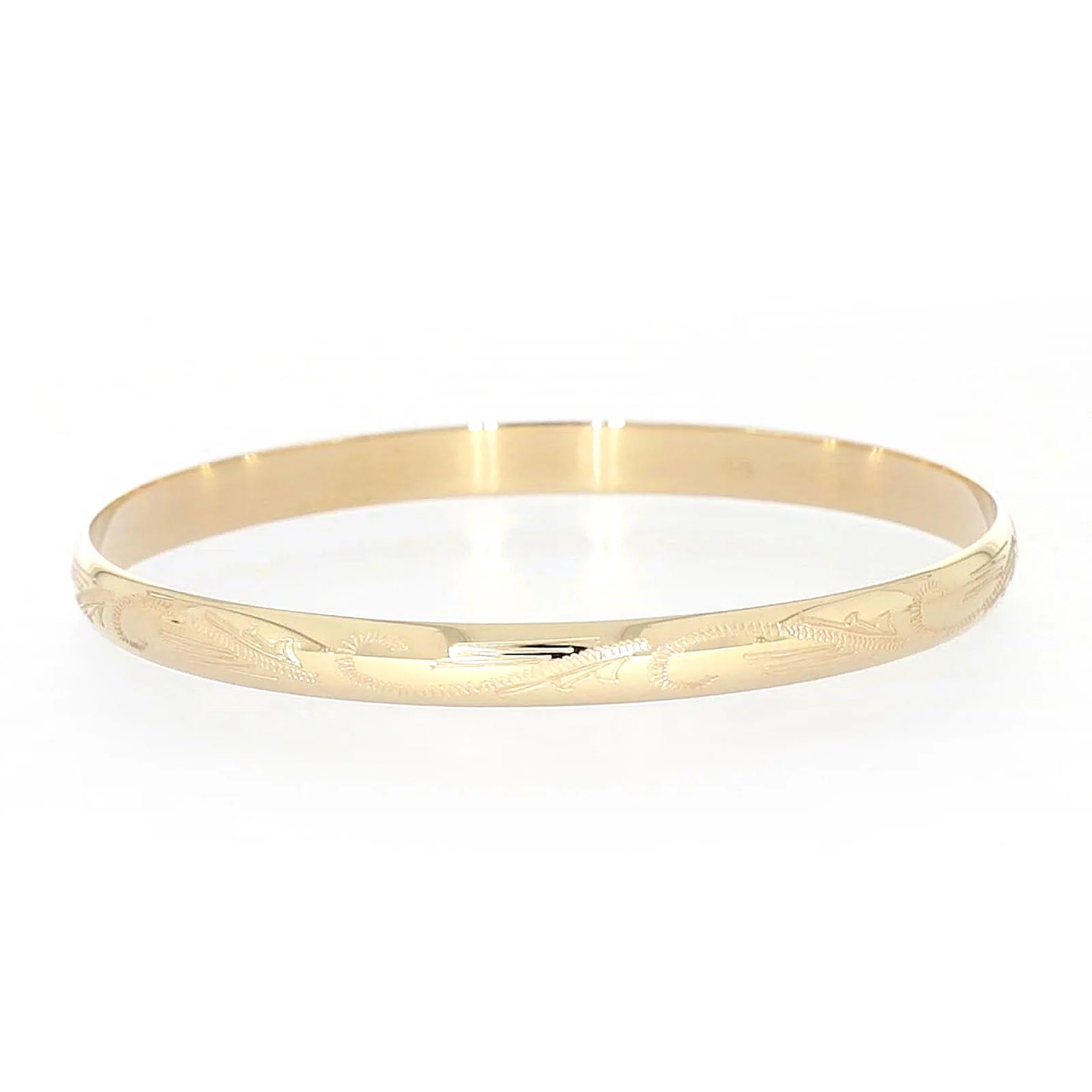9ct Yellow Gold 65x5mm Solid Engraved Bangle - Image 8