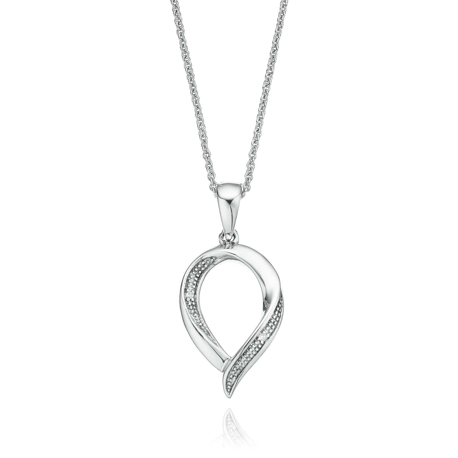 Sterling Silver Diamond Set Drop Pendant