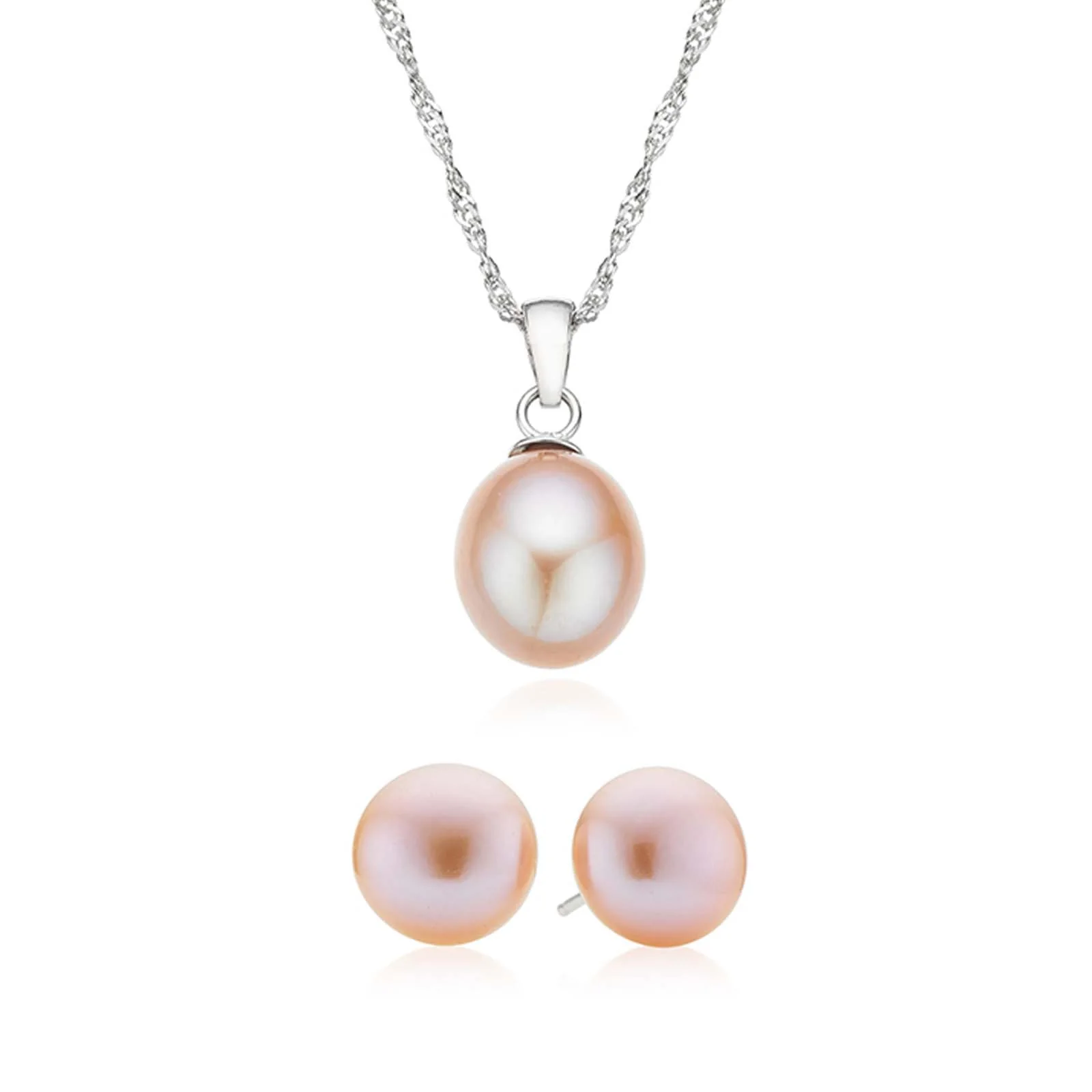 Sterling Silver 9-10mm Freshwater Pearls Gift Set