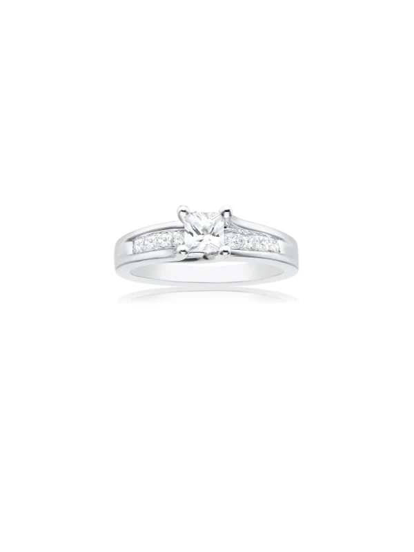 New York 14ct White Gold Princess Cut with 1 CARAT tw of Diamonds Ring