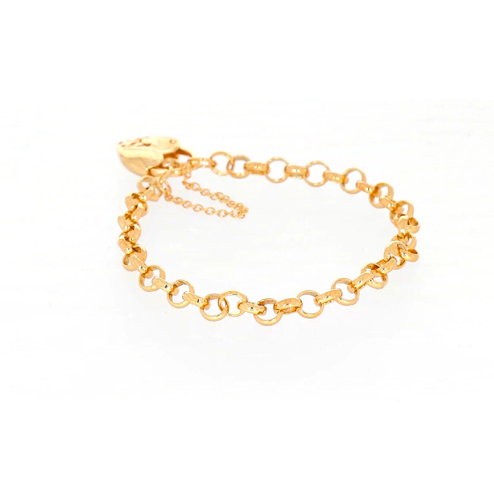 9ct Yellow Gold Silver Filled 19cm Round Belcher Heart Padlock Bracelet - Image 30