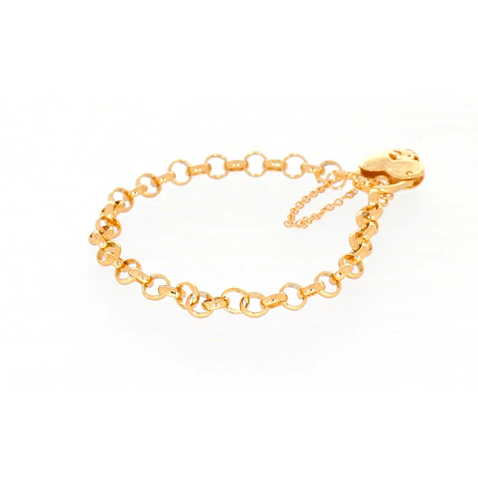 9ct Yellow Gold Silver Filled 19cm Round Belcher Heart Padlock Bracelet - Image 48