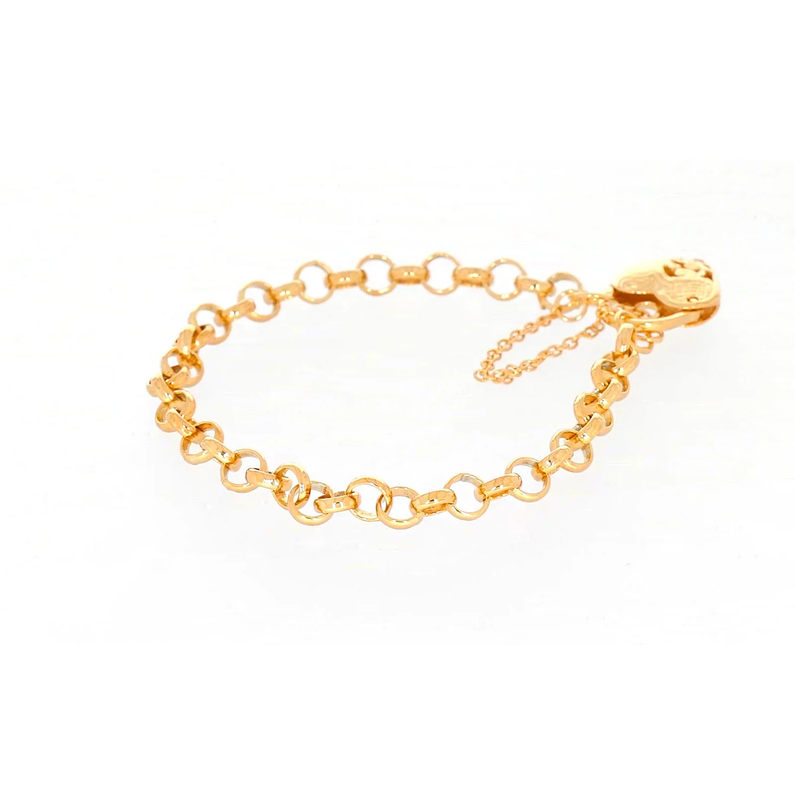 9ct Yellow Gold Silver Filled 19cm Round Belcher Heart Padlock Bracelet - Image 49