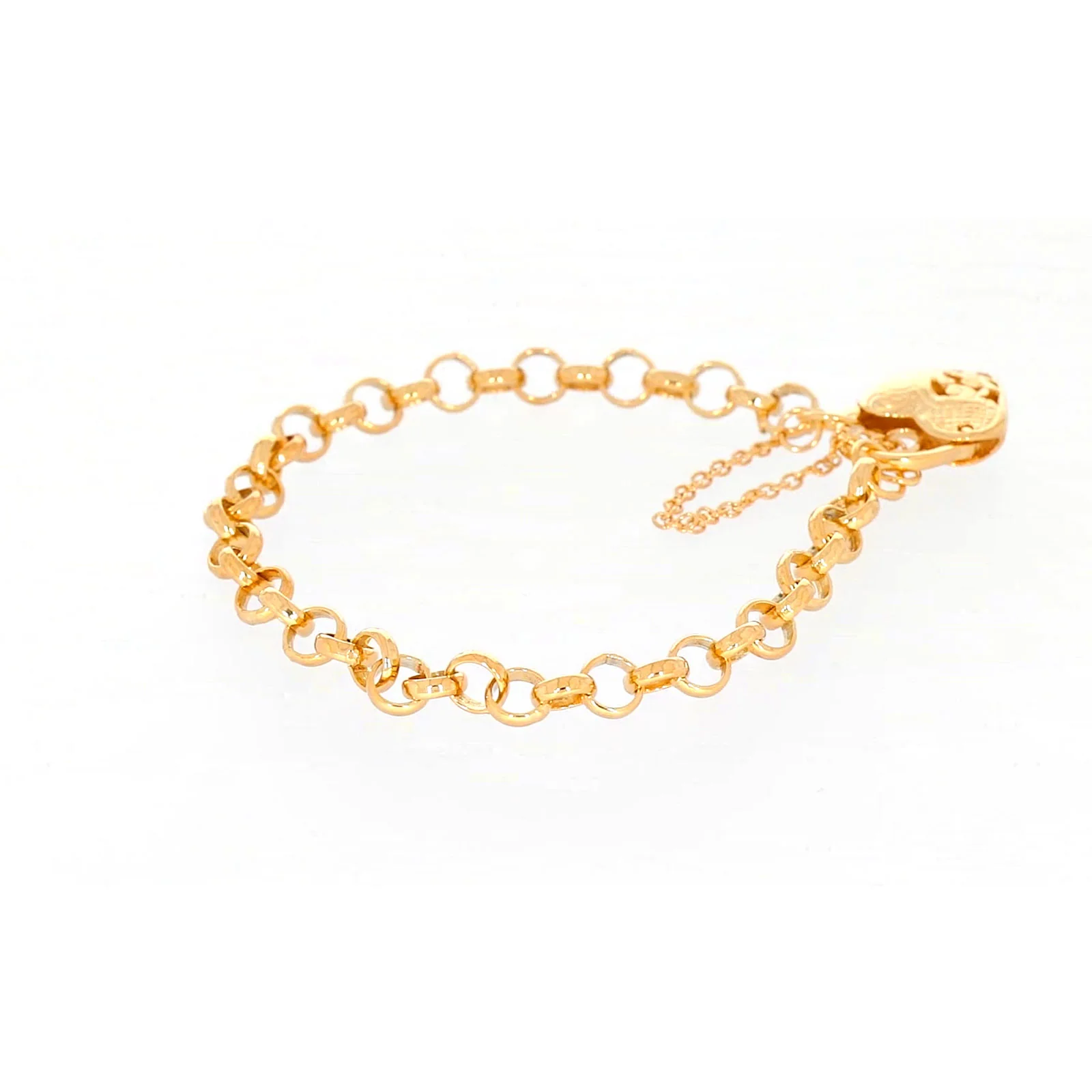 9ct Yellow Gold Silver Filled 19cm Round Belcher Heart Padlock Bracelet - Image 50