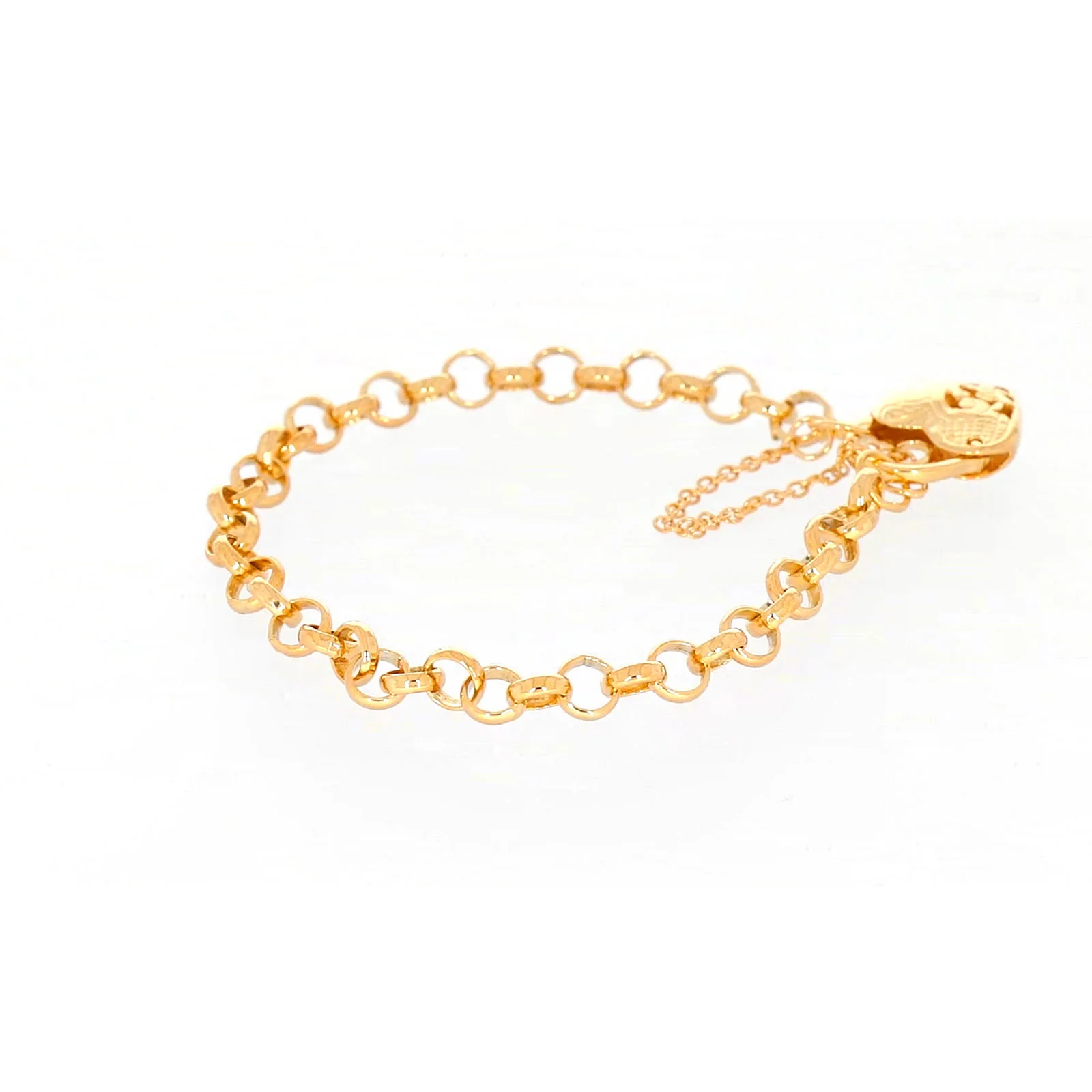 9ct Yellow Gold Silver Filled 19cm Round Belcher Heart Padlock Bracelet - Image 51