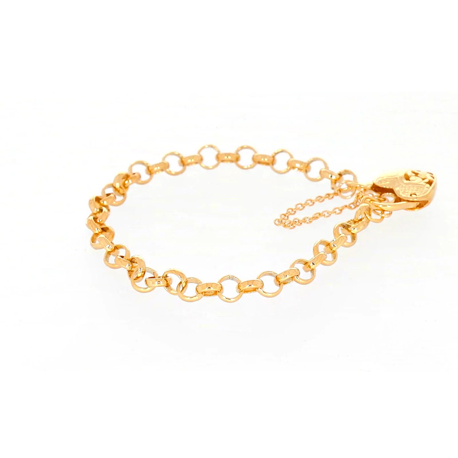 9ct Yellow Gold Silver Filled 19cm Round Belcher Heart Padlock Bracelet - Image 52