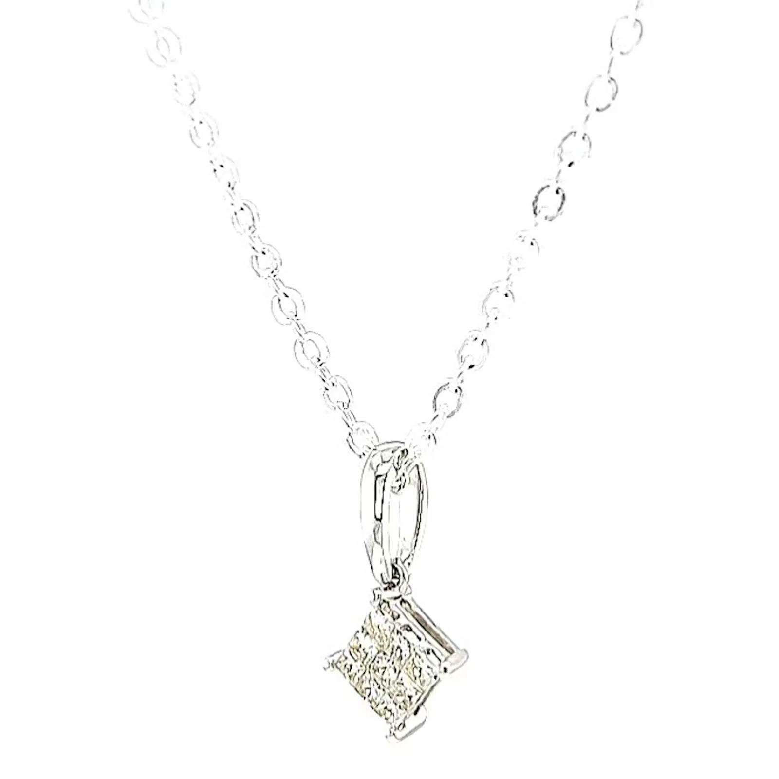 9ct White Gold Princess Cut with 0.15 CARAT tw of Diamond Pendant - Image 11