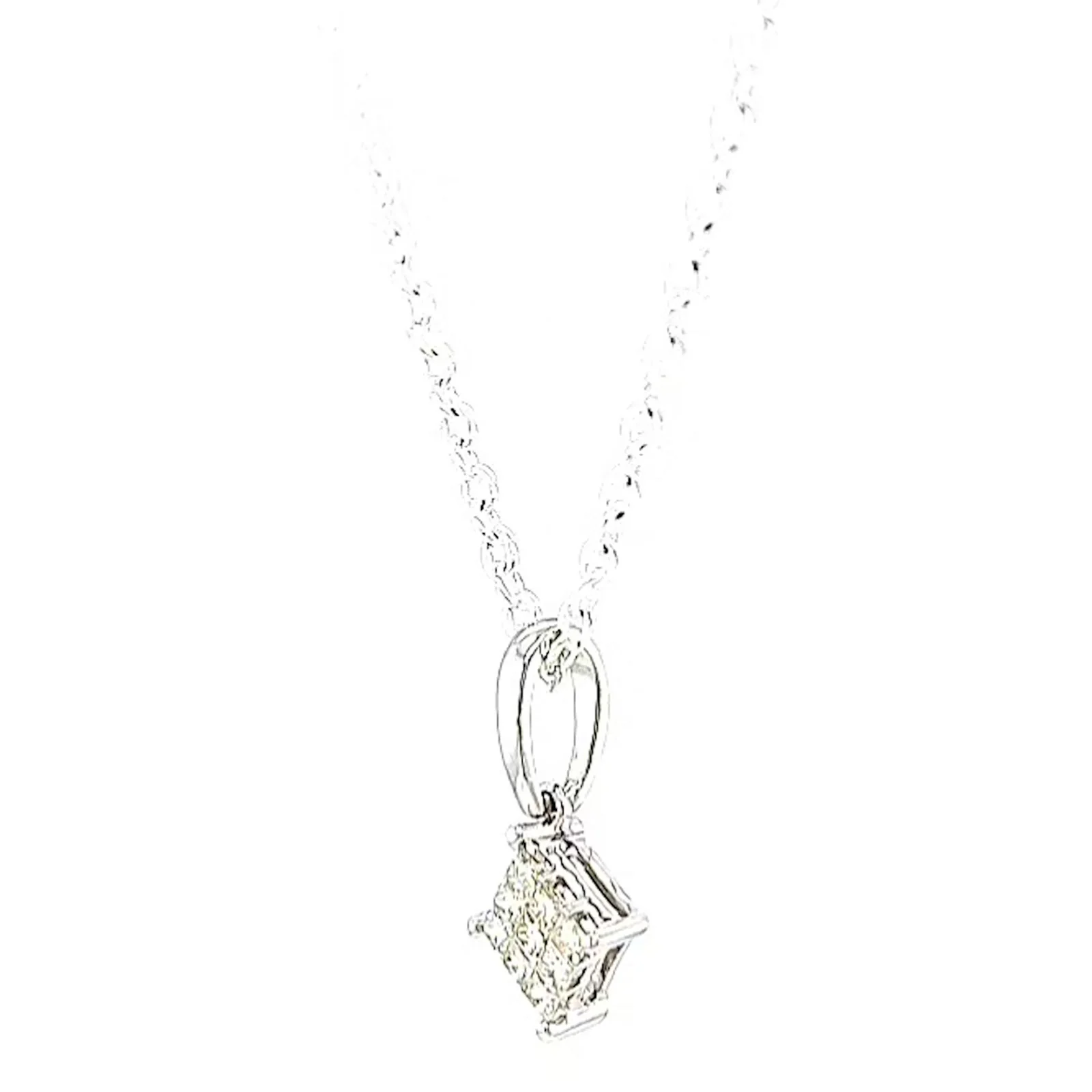 9ct White Gold Princess Cut with 0.15 CARAT tw of Diamond Pendant - Image 15