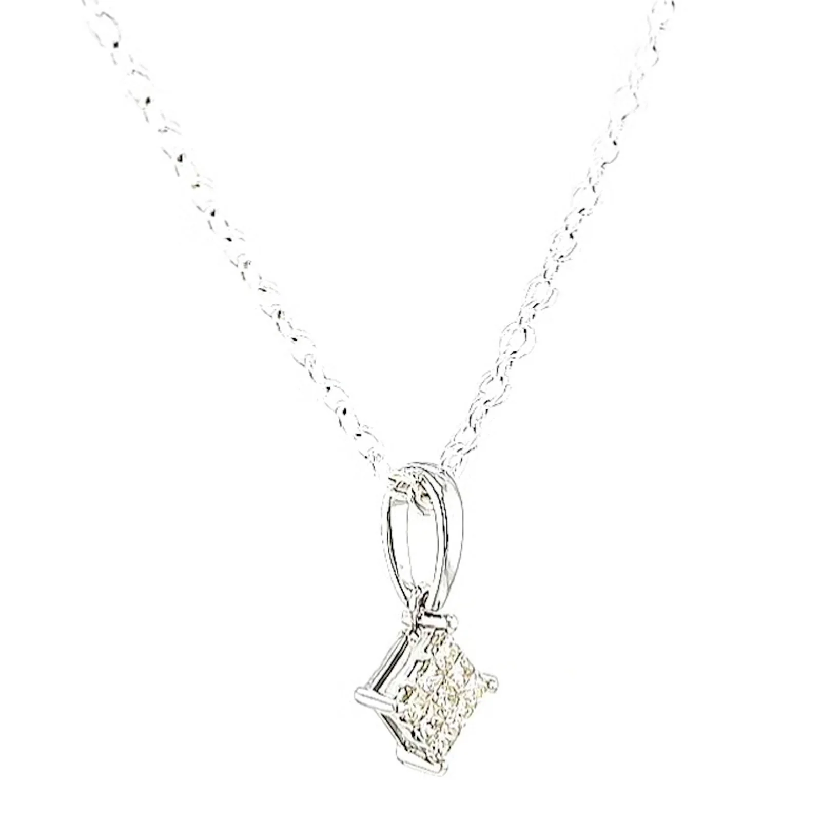 9ct White Gold Princess Cut with 0.15 CARAT tw of Diamond Pendant - Image 68