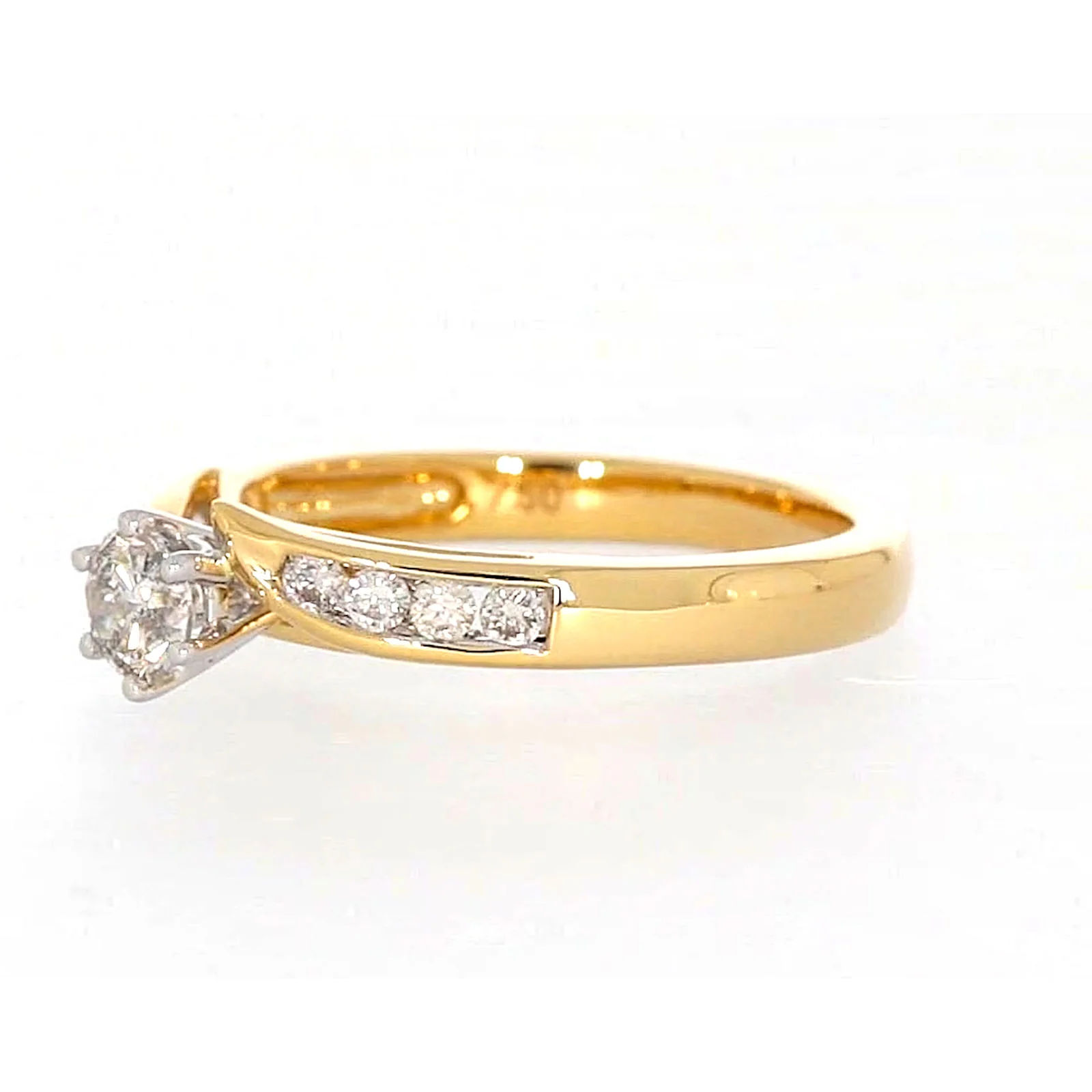 18ct Two Tone Gold Round Brilliant Cut with 0.50 Carat tw of Diamonds Ring - Image 12