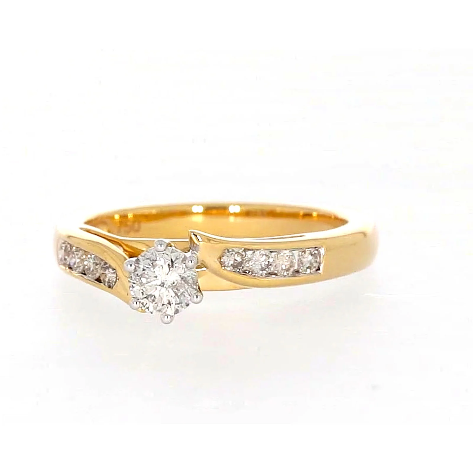 18ct Two Tone Gold Round Brilliant Cut with 0.50 Carat tw of Diamonds Ring - Image 4