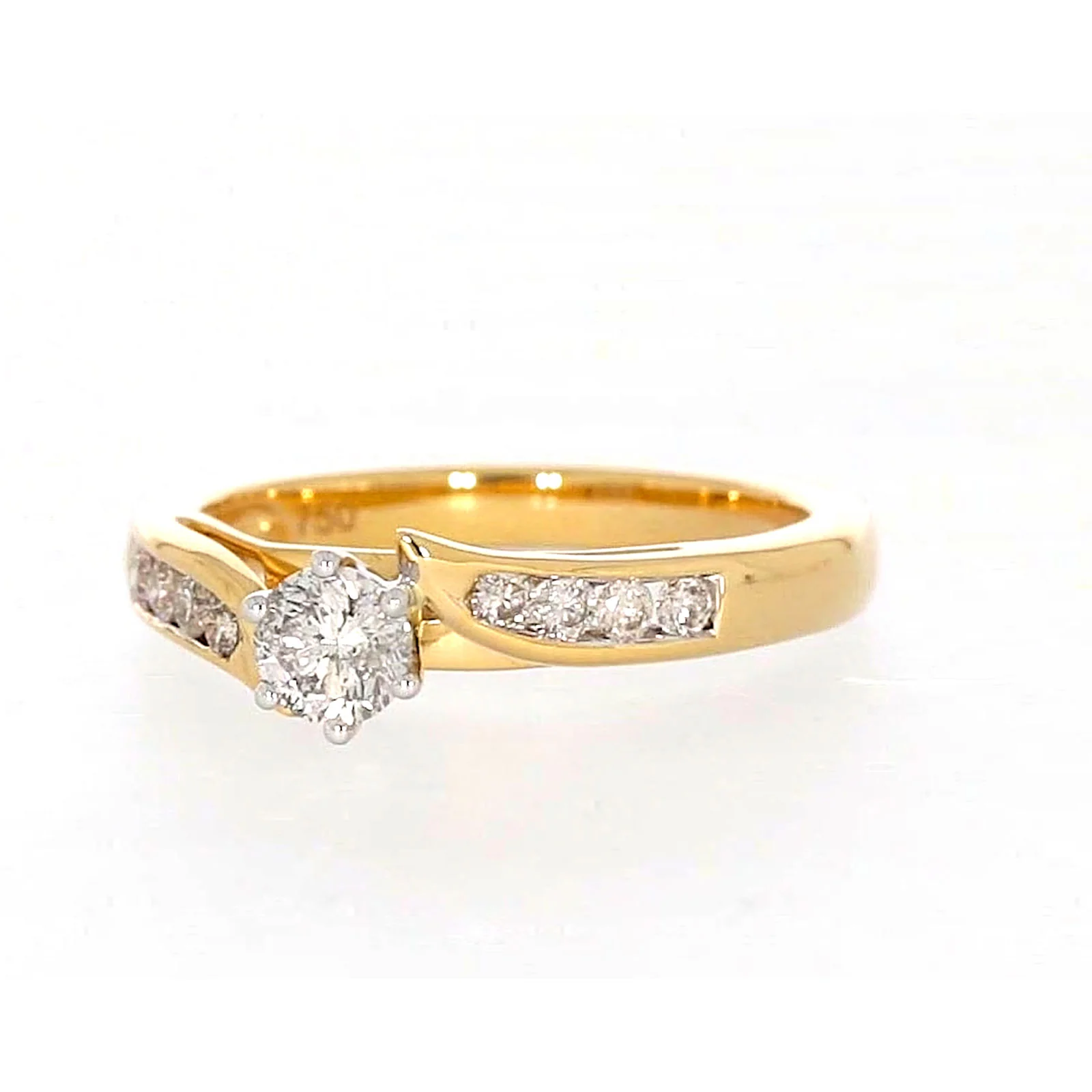 18ct Two Tone Gold Round Brilliant Cut with 0.50 Carat tw of Diamonds Ring - Image 5