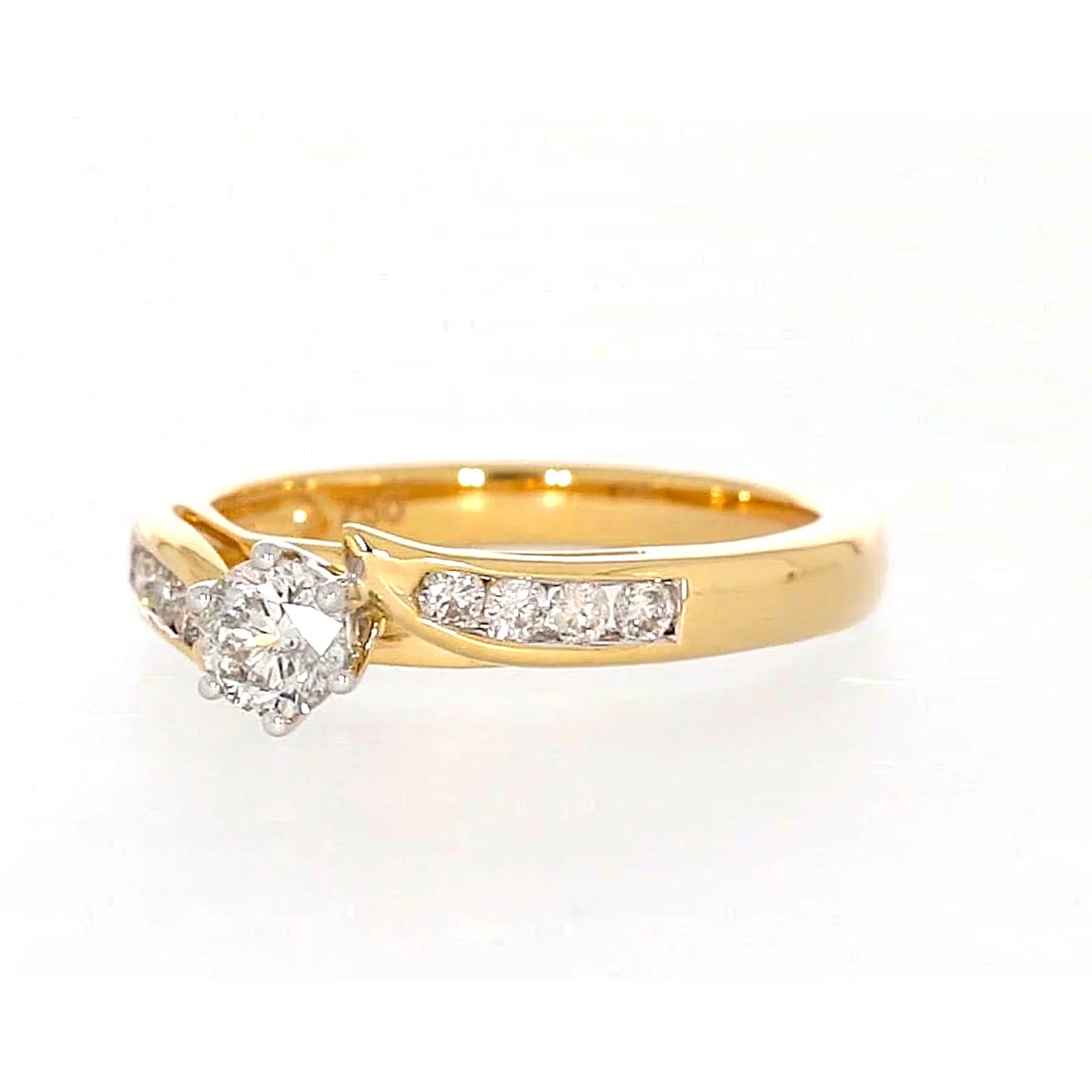 18ct Two Tone Gold Round Brilliant Cut with 0.50 Carat tw of Diamonds Ring - Image 7