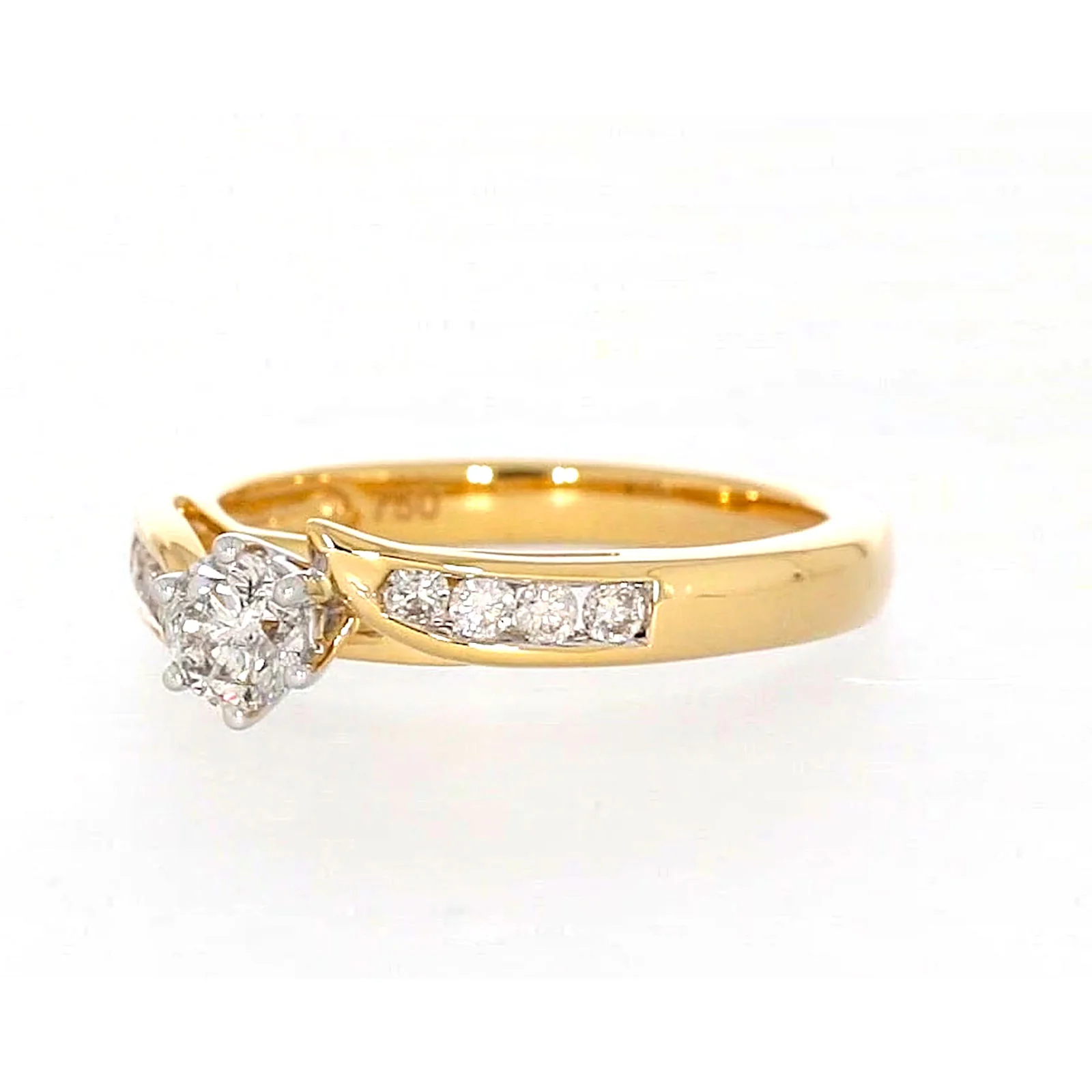 18ct Two Tone Gold Round Brilliant Cut with 0.50 Carat tw of Diamonds Ring - Image 8
