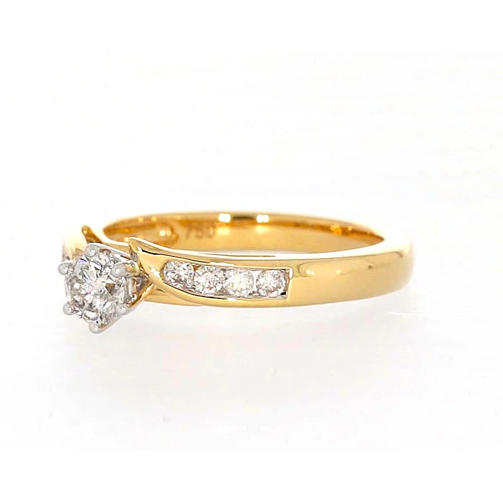 18ct Two Tone Gold Round Brilliant Cut with 0.50 Carat tw of Diamonds Ring - Image 9