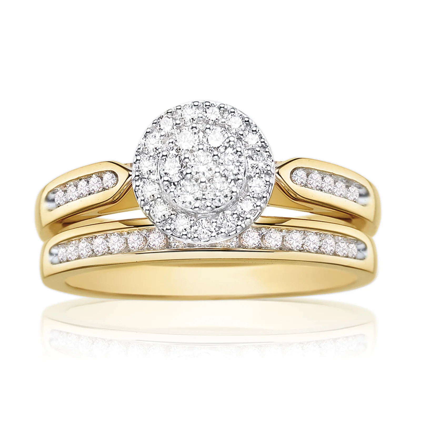 9ct Two Tone Gold Round Brilliant Cut with 0.50 Carat tw of Diamonds Ring