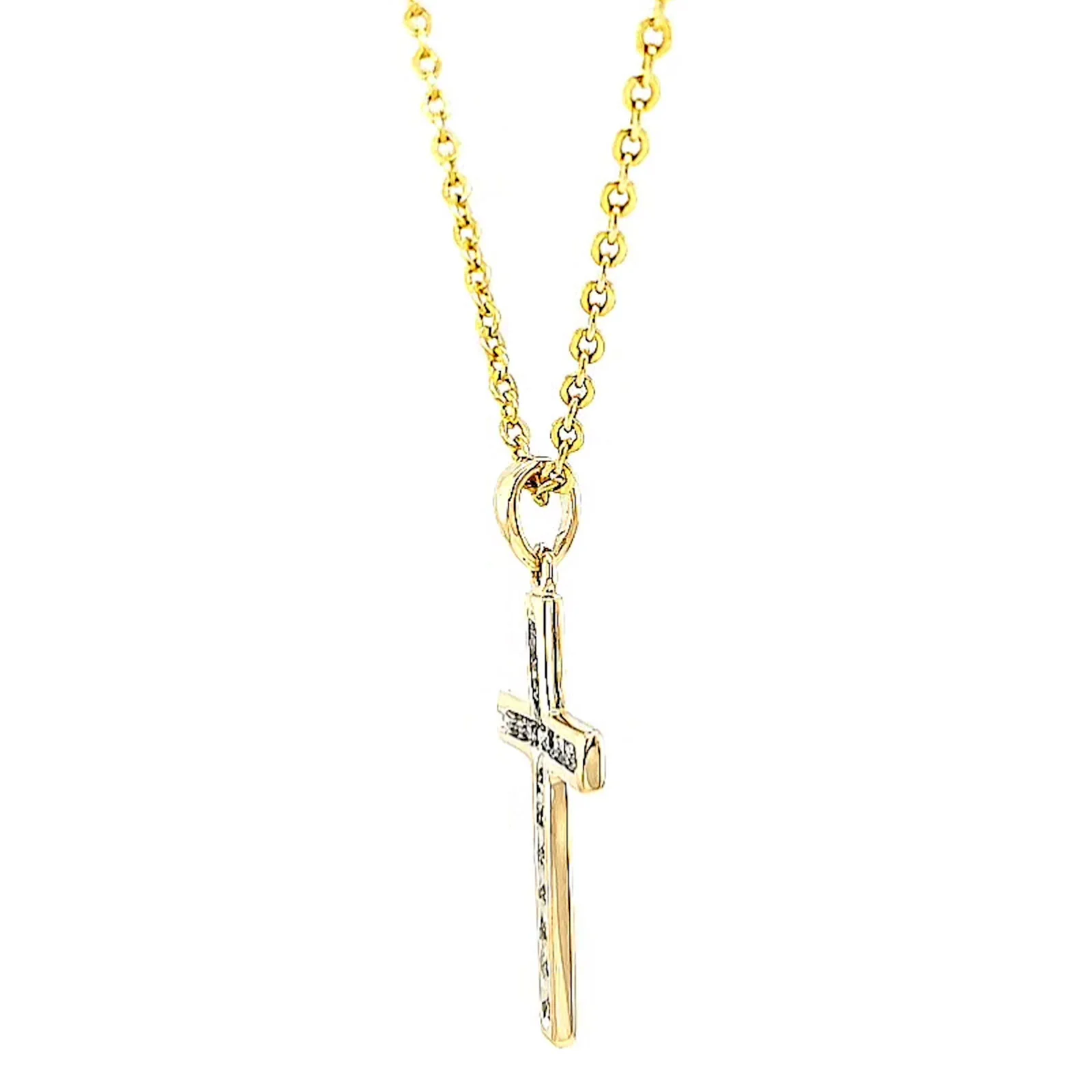 9ct Yellow Gold 0.10 Carat tw of Diamonds Cross Pendant - Image 16