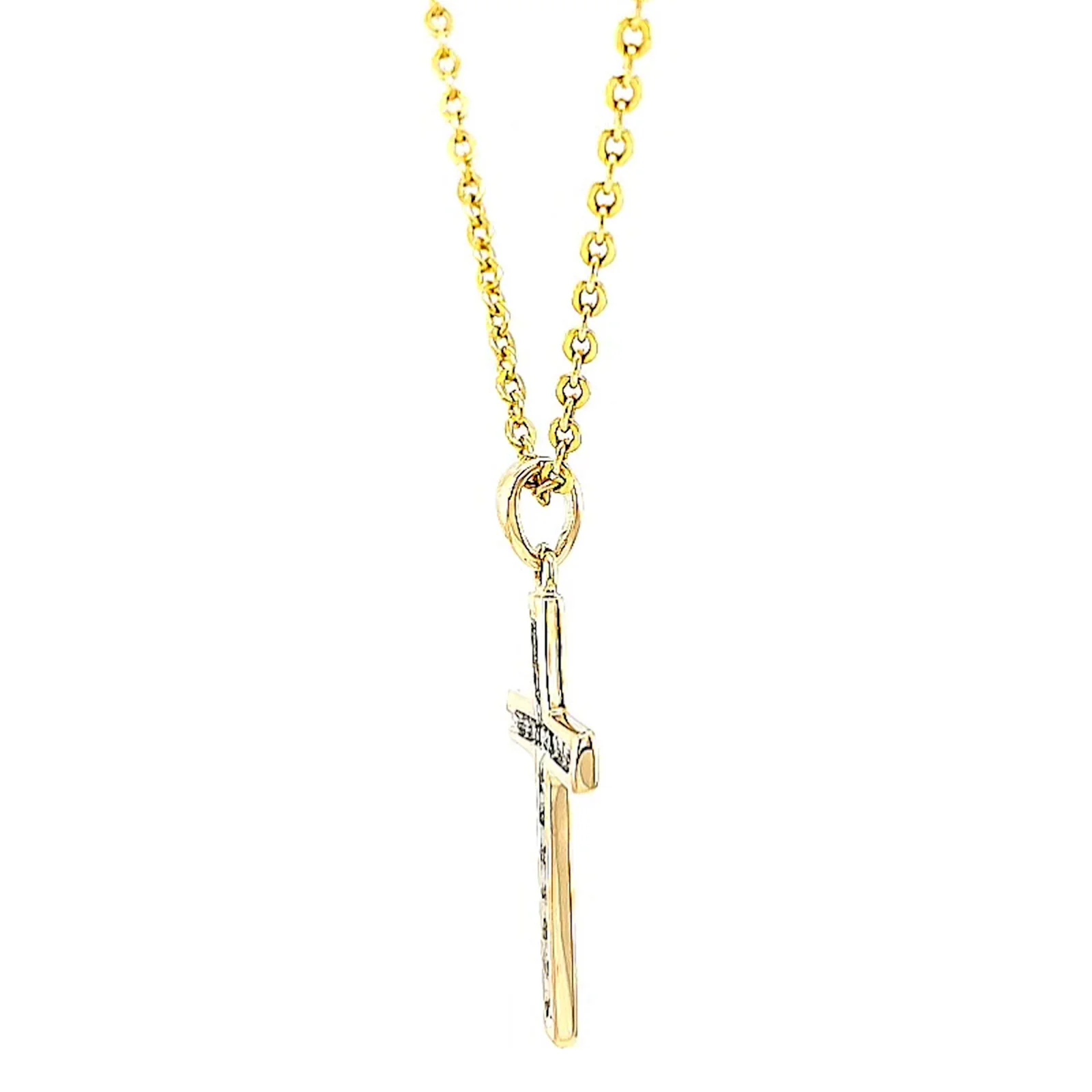 9ct Yellow Gold 0.10 Carat tw of Diamonds Cross Pendant - Image 17