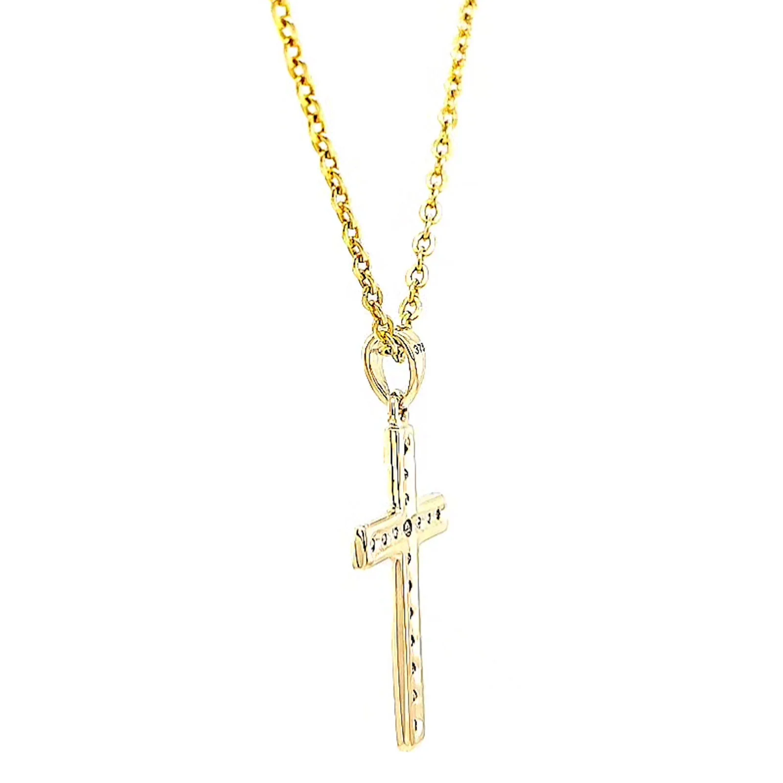 9ct Yellow Gold 0.10 Carat tw of Diamonds Cross Pendant - Image 25