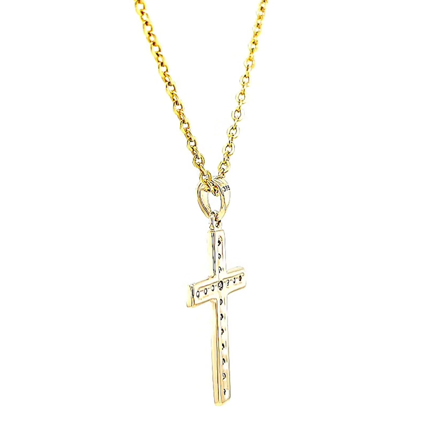 9ct Yellow Gold 0.10 Carat tw of Diamonds Cross Pendant - Image 26