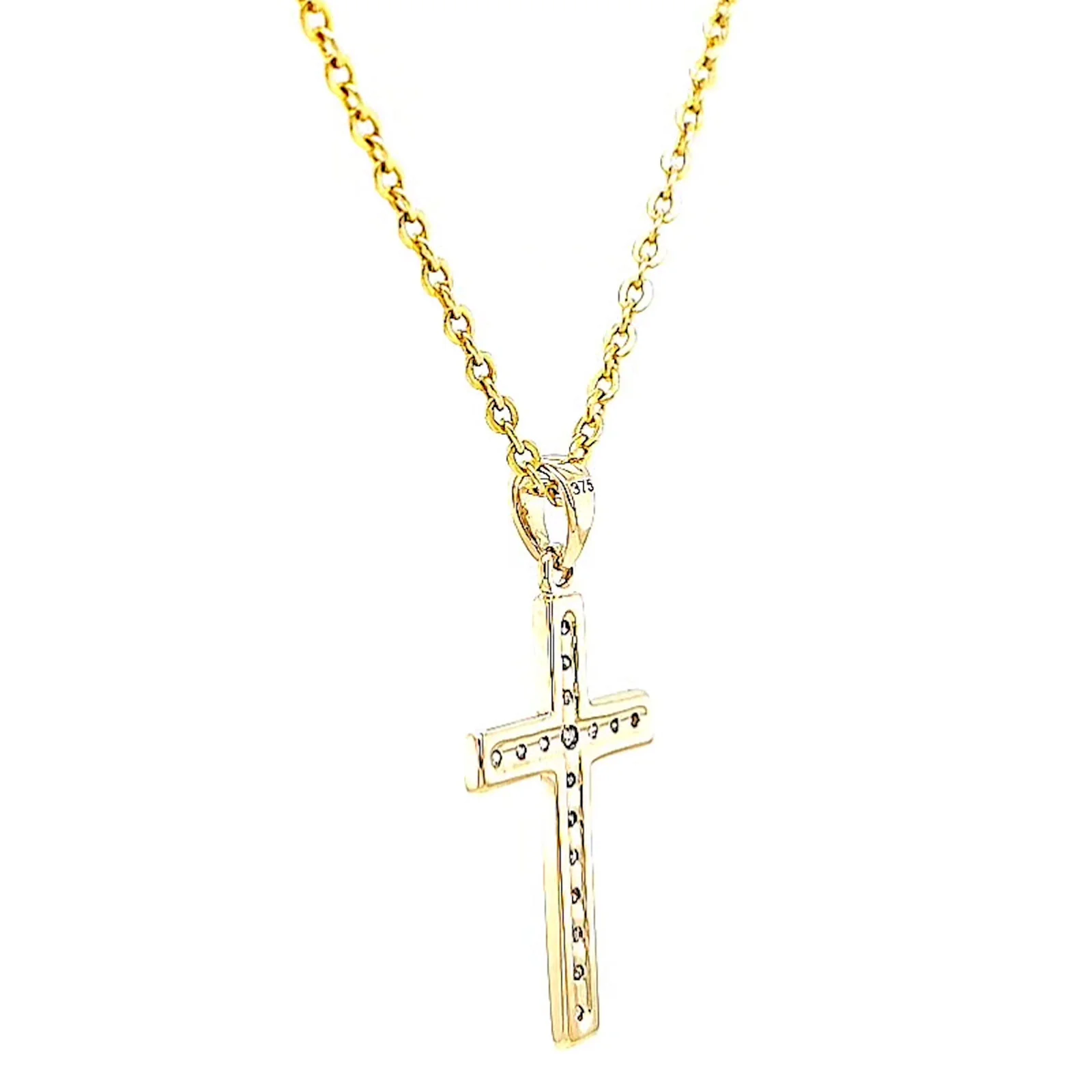 9ct Yellow Gold 0.10 Carat tw of Diamonds Cross Pendant - Image 28