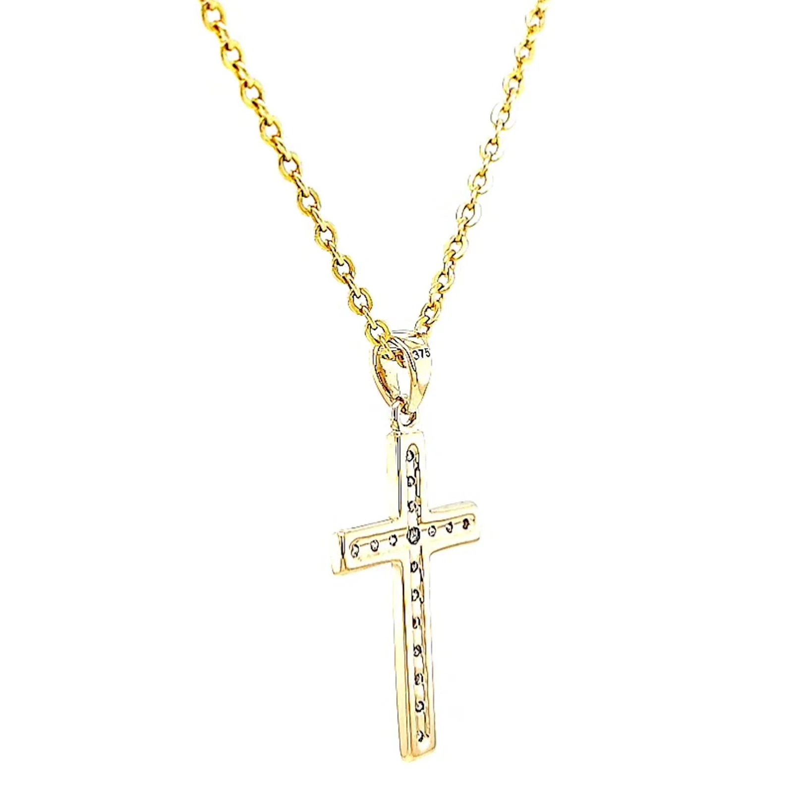 9ct Yellow Gold 0.10 Carat tw of Diamonds Cross Pendant - Image 29