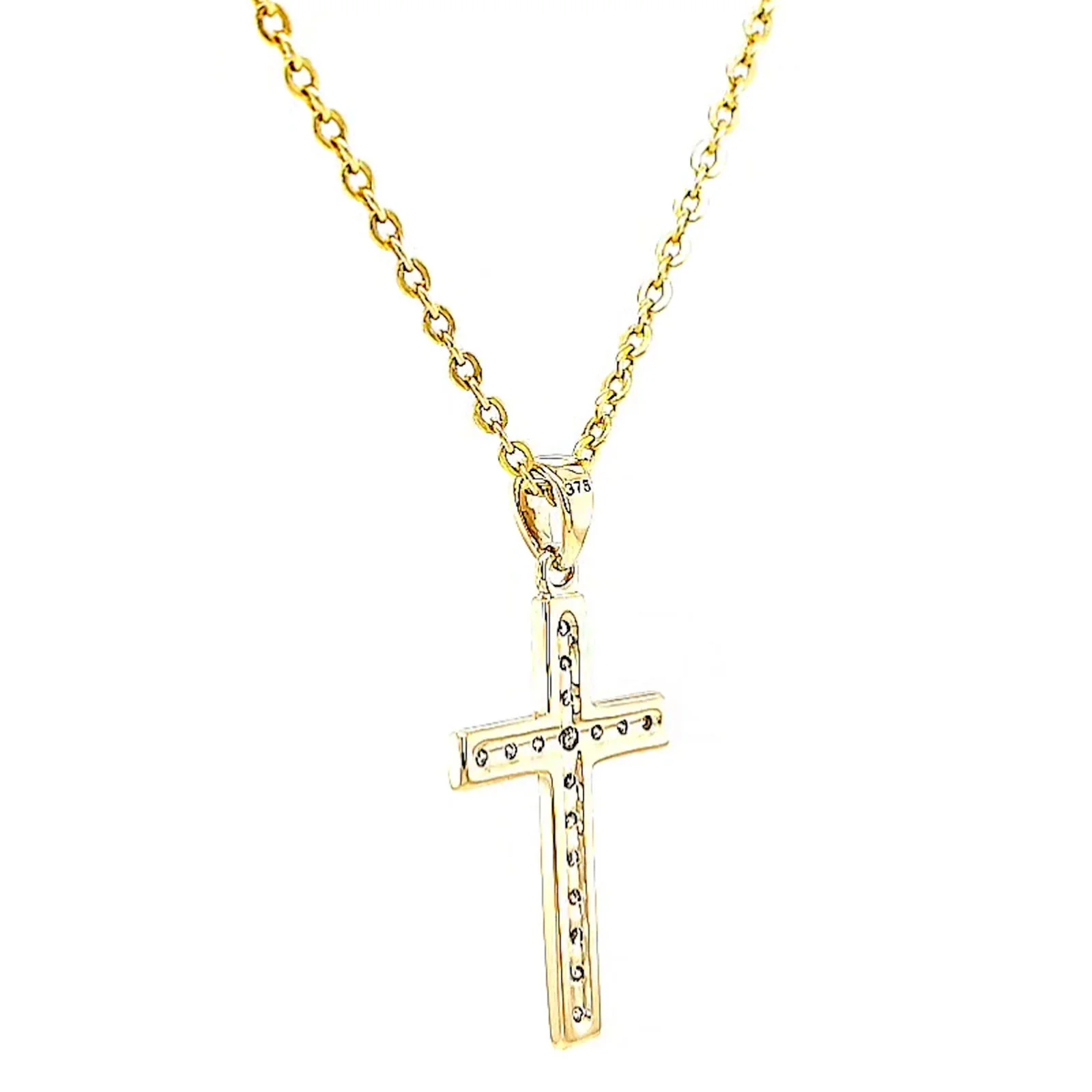 9ct Yellow Gold 0.10 Carat tw of Diamonds Cross Pendant - Image 30