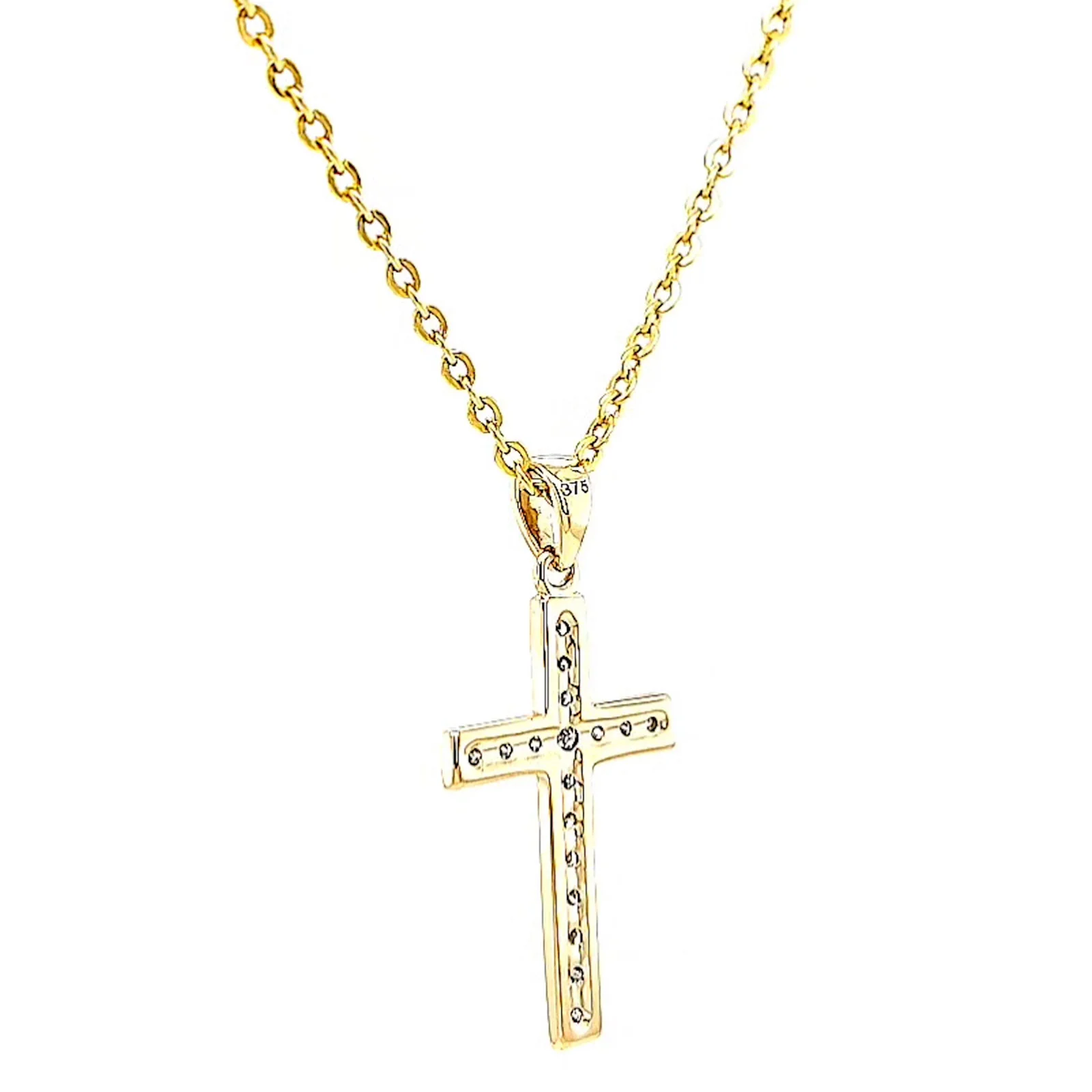 9ct Yellow Gold 0.10 Carat tw of Diamonds Cross Pendant - Image 31