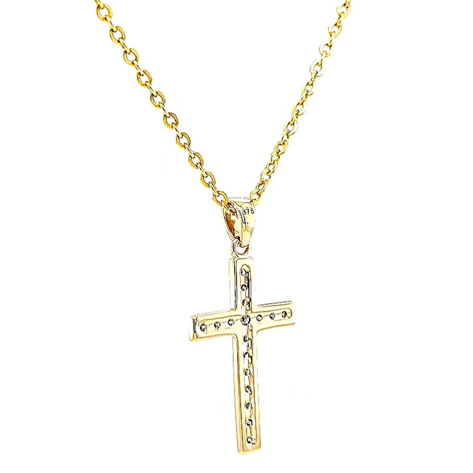 9ct Yellow Gold 0.10 Carat tw of Diamonds Cross Pendant - Image 32
