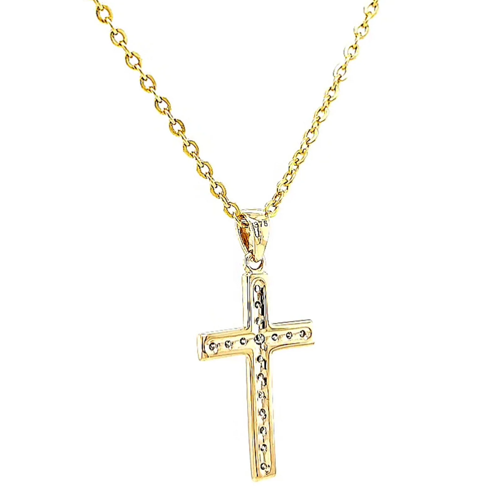 9ct Yellow Gold 0.10 Carat tw of Diamonds Cross Pendant - Image 33