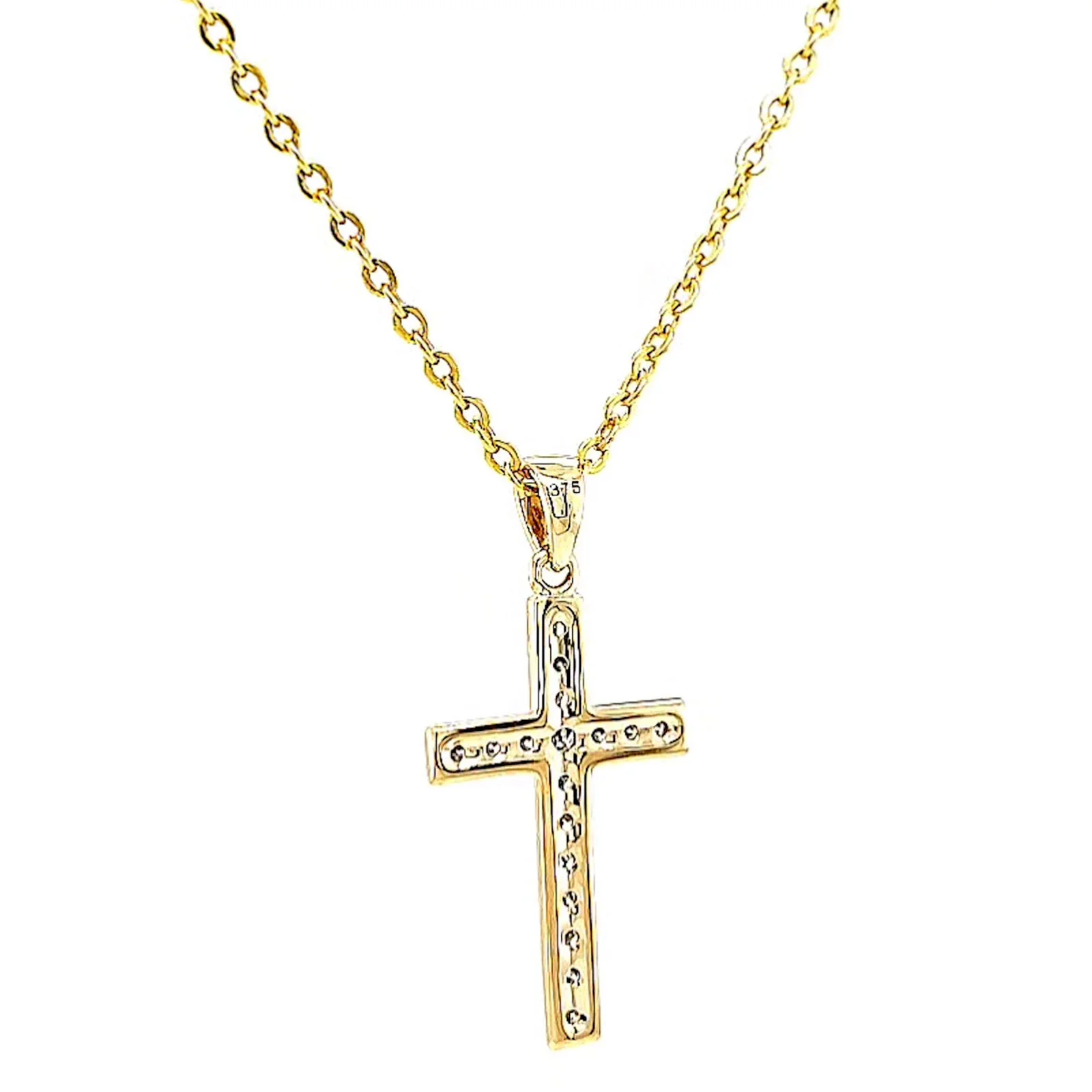 9ct Yellow Gold 0.10 Carat tw of Diamonds Cross Pendant - Image 34