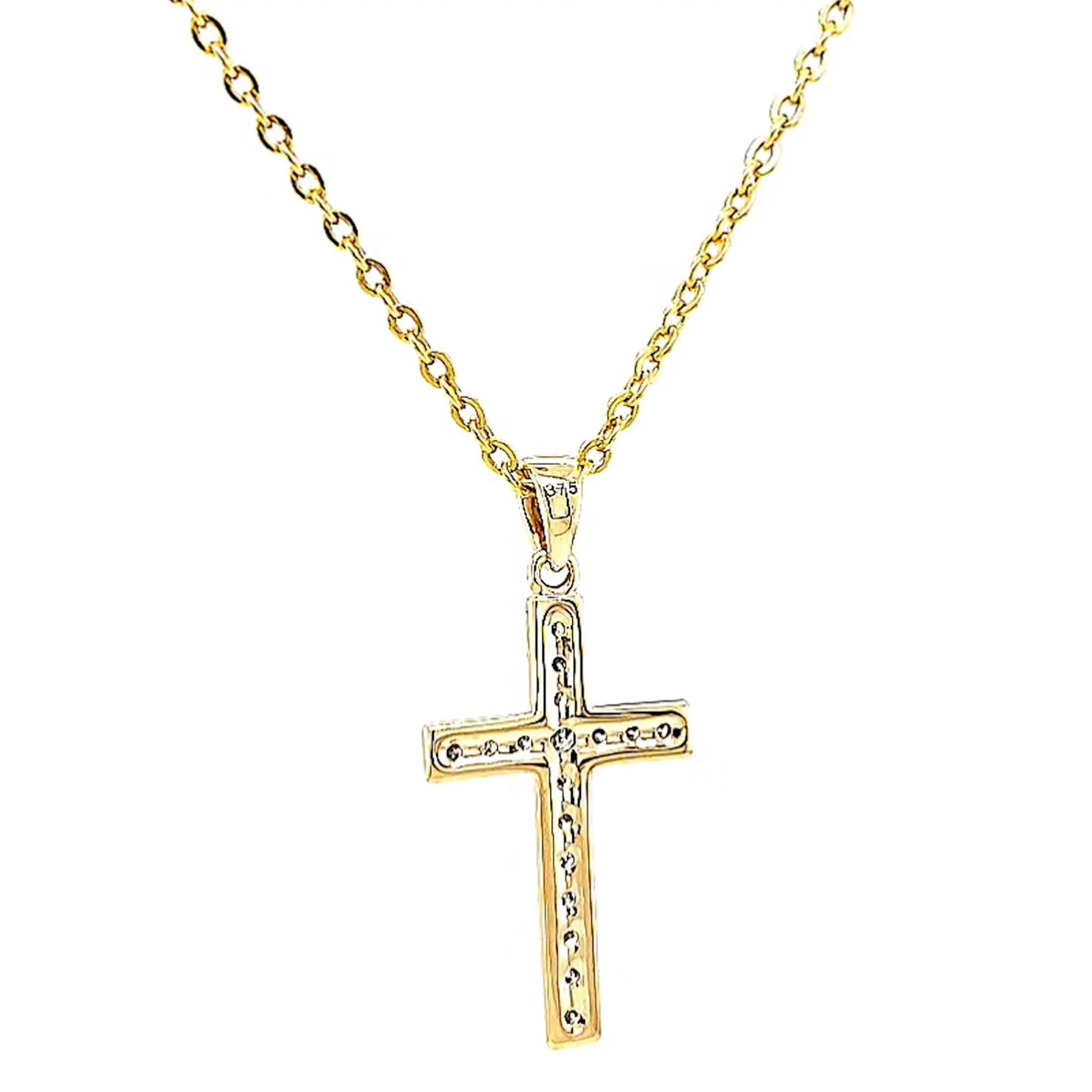 9ct Yellow Gold 0.10 Carat tw of Diamonds Cross Pendant - Image 35