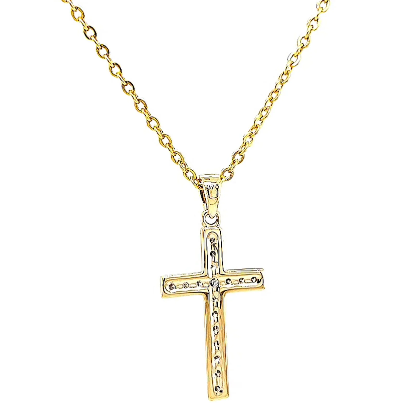 9ct Yellow Gold 0.10 Carat tw of Diamonds Cross Pendant - Image 36