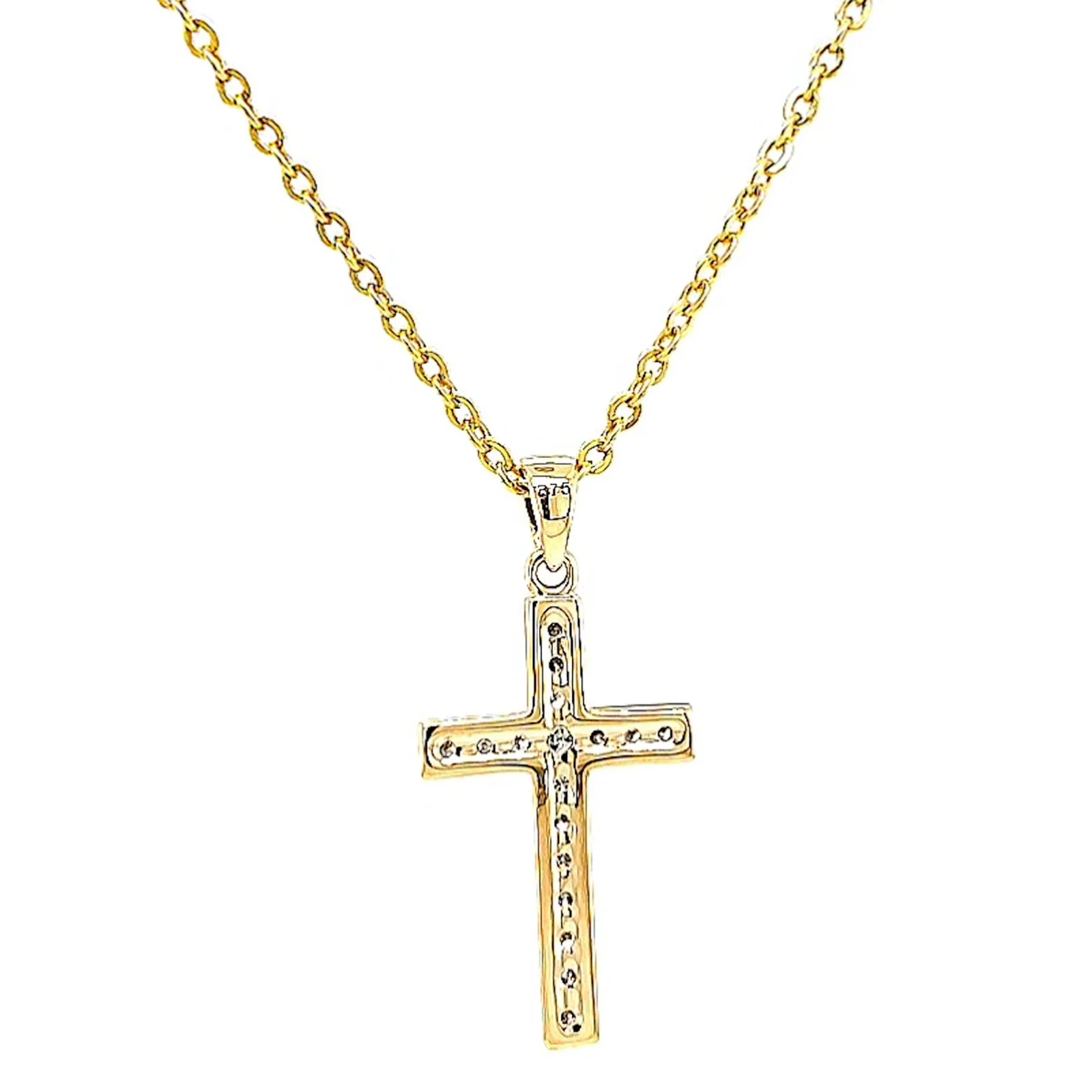 9ct Yellow Gold 0.10 Carat tw of Diamonds Cross Pendant - Image 37