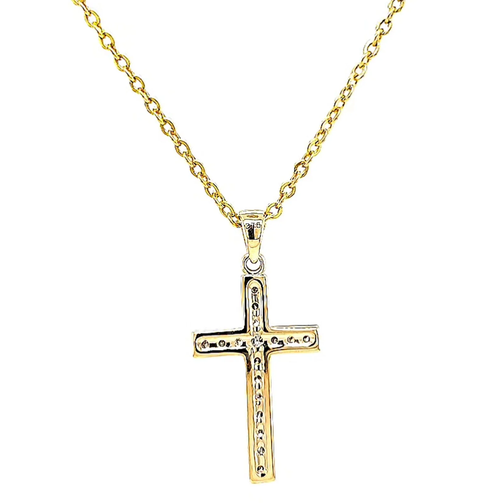 9ct Yellow Gold 0.10 Carat tw of Diamonds Cross Pendant - Image 38