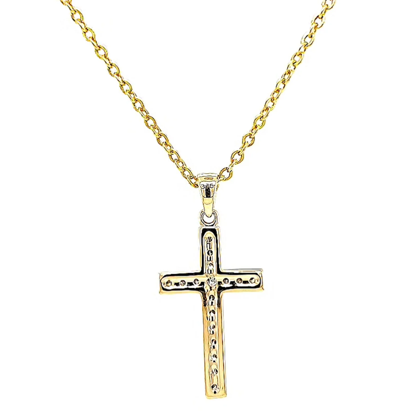 9ct Yellow Gold 0.10 Carat tw of Diamonds Cross Pendant - Image 39