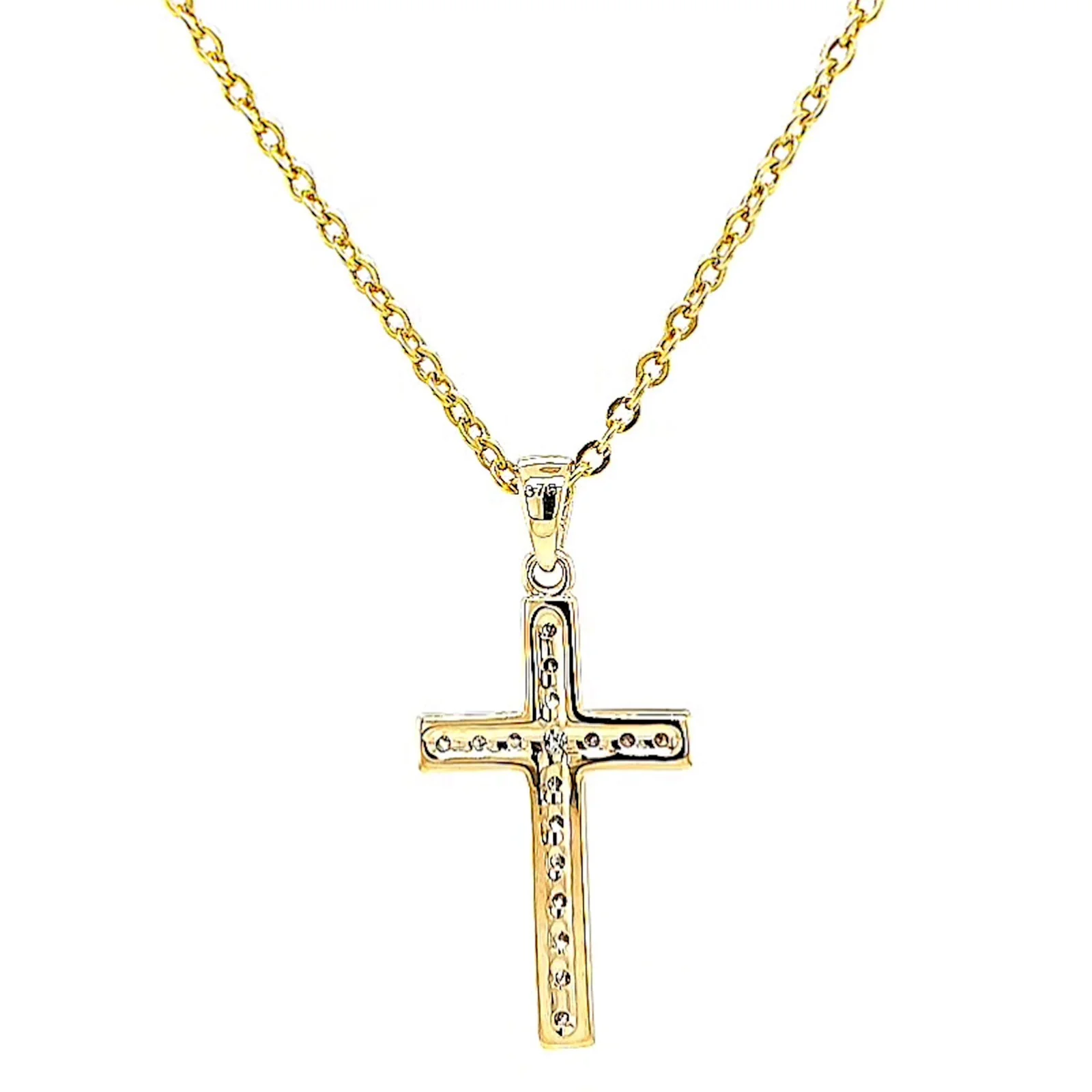 9ct Yellow Gold 0.10 Carat tw of Diamonds Cross Pendant - Image 40