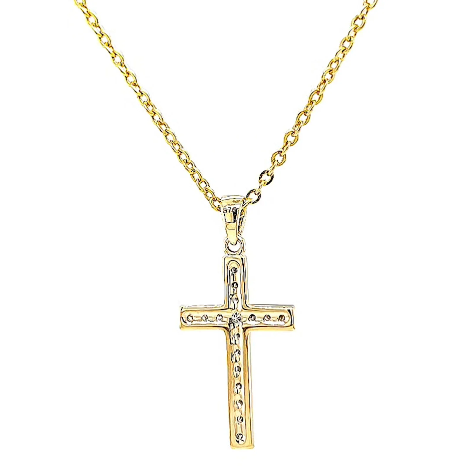 9ct Yellow Gold 0.10 Carat tw of Diamonds Cross Pendant - Image 41