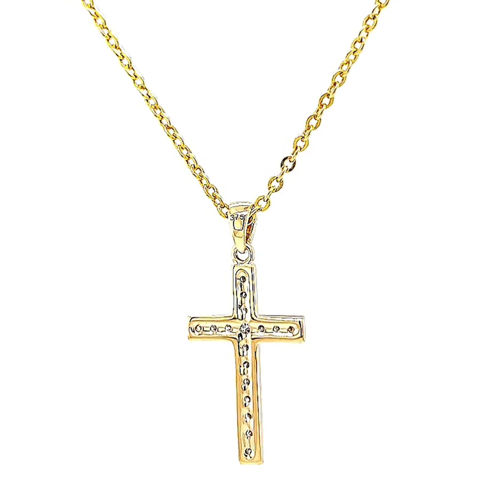 9ct Yellow Gold 0.10 Carat tw of Diamonds Cross Pendant - Image 42