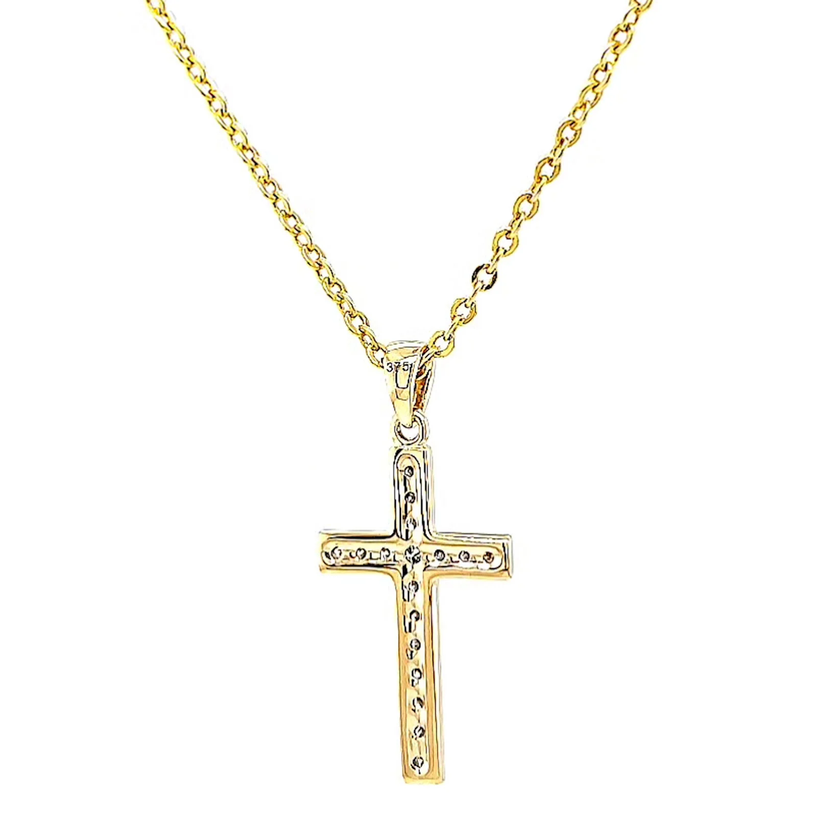 9ct Yellow Gold 0.10 Carat tw of Diamonds Cross Pendant - Image 43