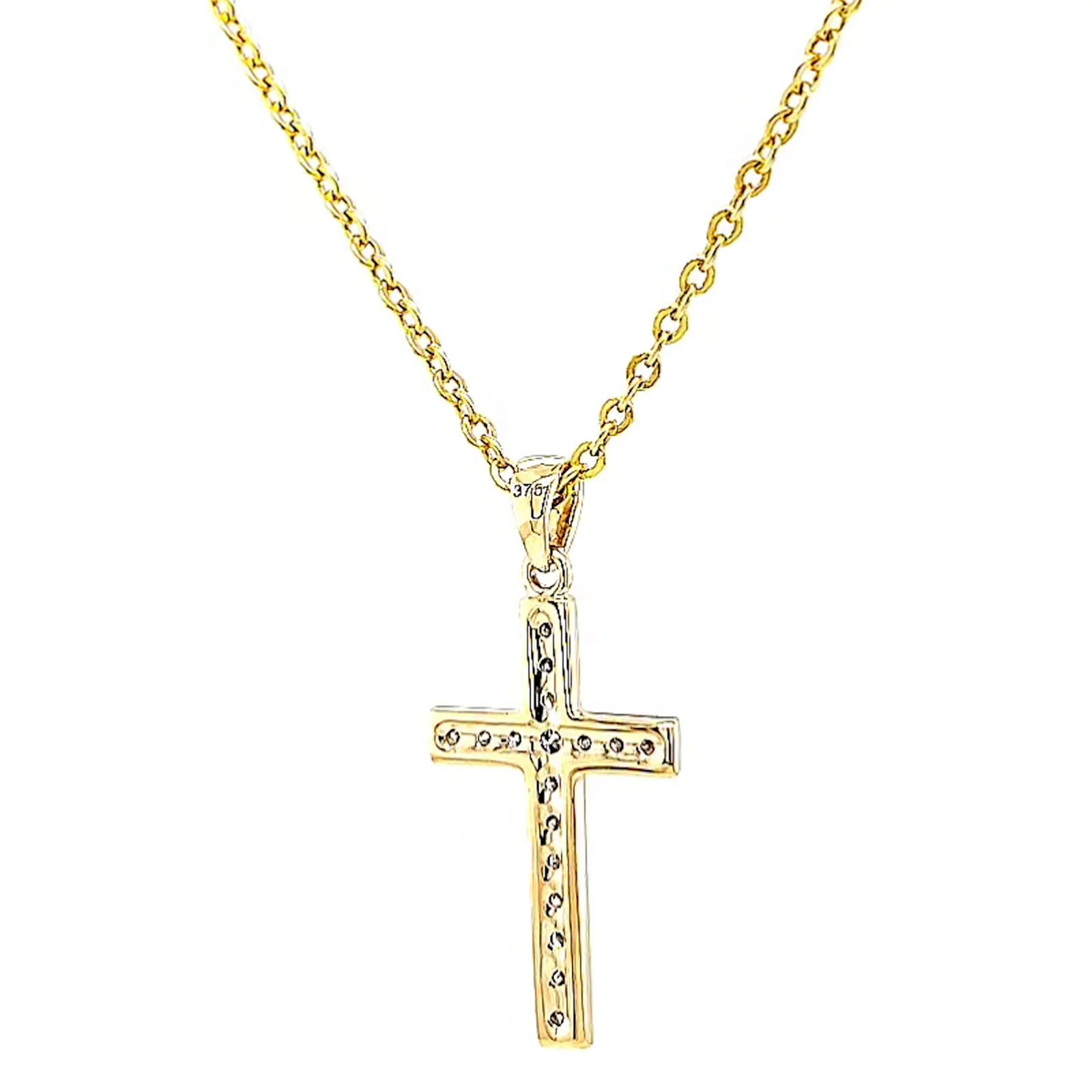 9ct Yellow Gold 0.10 Carat tw of Diamonds Cross Pendant - Image 44