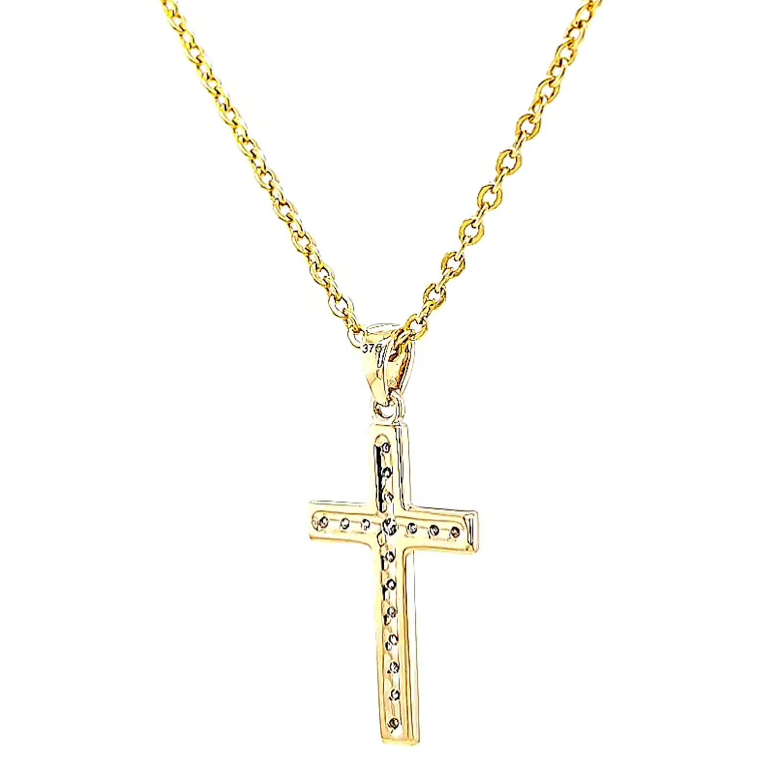 9ct Yellow Gold 0.10 Carat tw of Diamonds Cross Pendant - Image 45