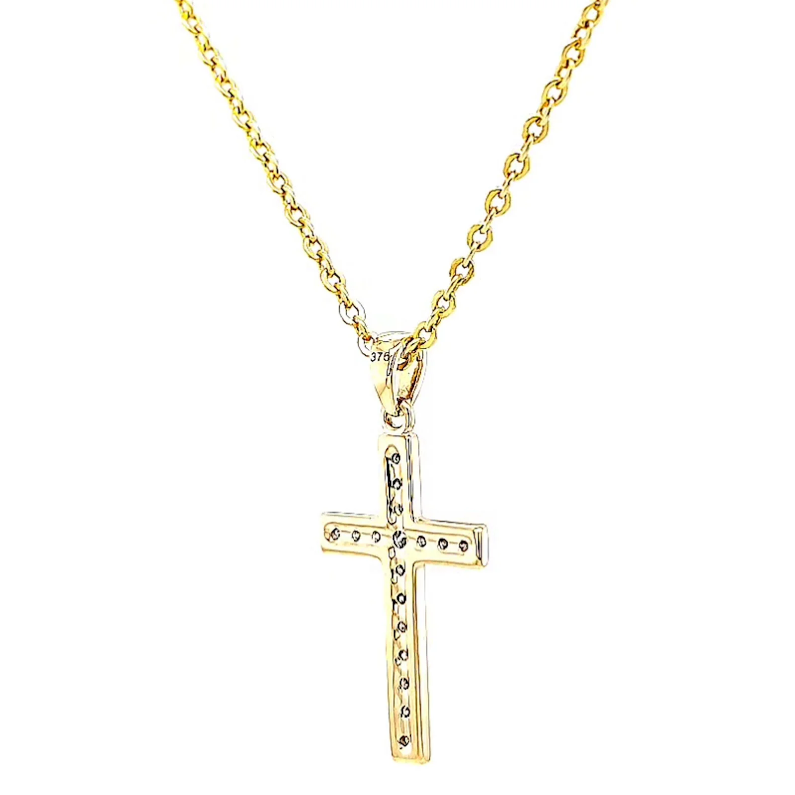 9ct Yellow Gold 0.10 Carat tw of Diamonds Cross Pendant - Image 46