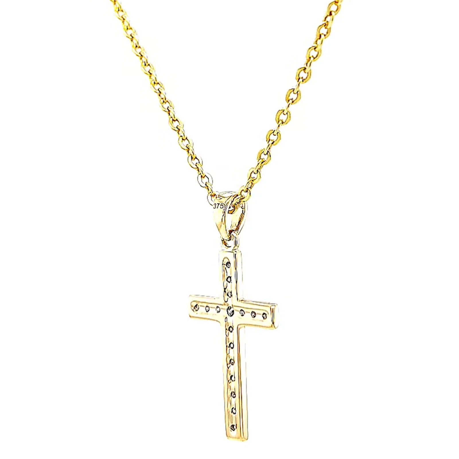 9ct Yellow Gold 0.10 Carat tw of Diamonds Cross Pendant - Image 47