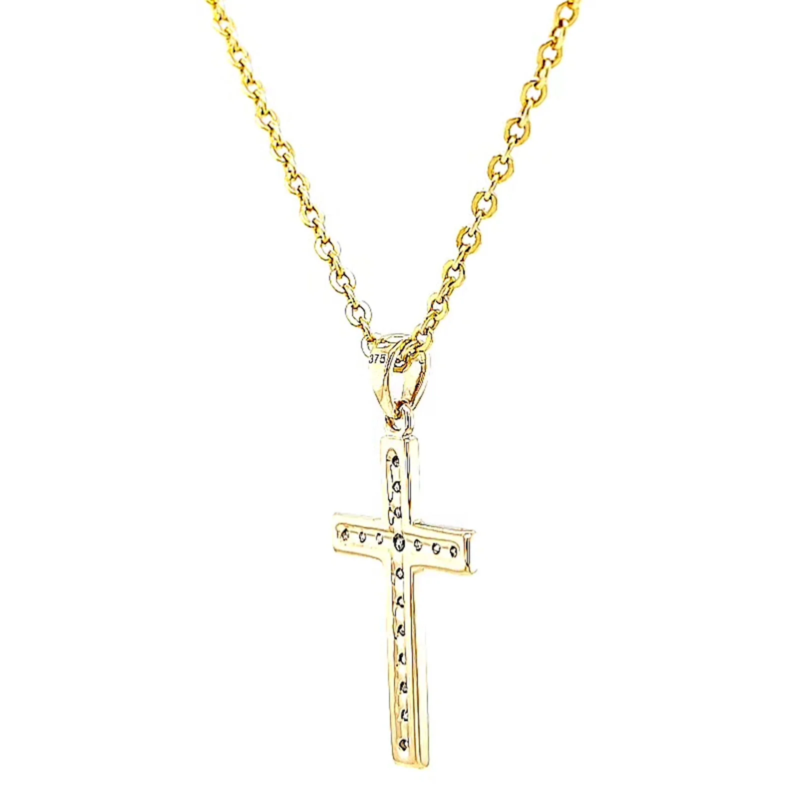 9ct Yellow Gold 0.10 Carat tw of Diamonds Cross Pendant - Image 48
