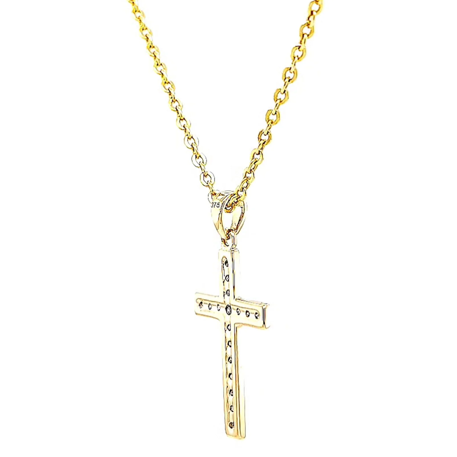 9ct Yellow Gold 0.10 Carat tw of Diamonds Cross Pendant - Image 49